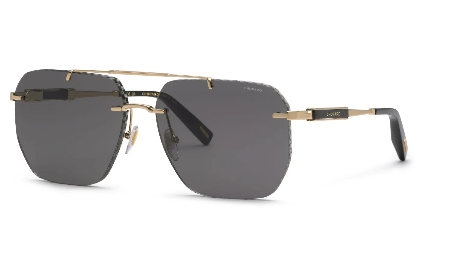 Chopard SCHL53 300 Occhiali da sole Metallo Oro Fumo Squadrata Antiriflesso - immagine 1