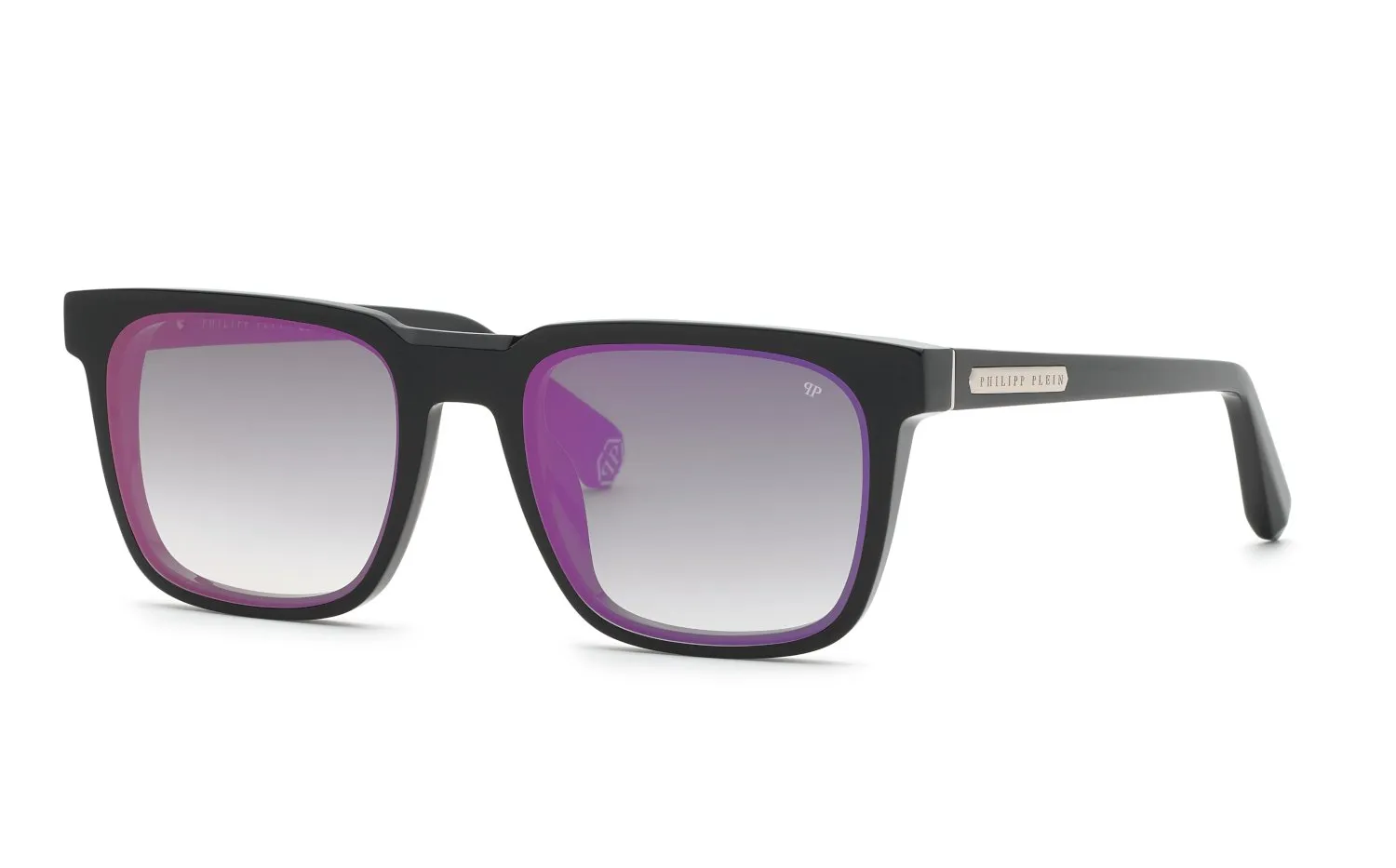 Philipp Plein SPP212 PLEIN ESSENTIAL 700V Occhiali da sole Acetato Nero Squadrata Normale Multistrato - immagine 1