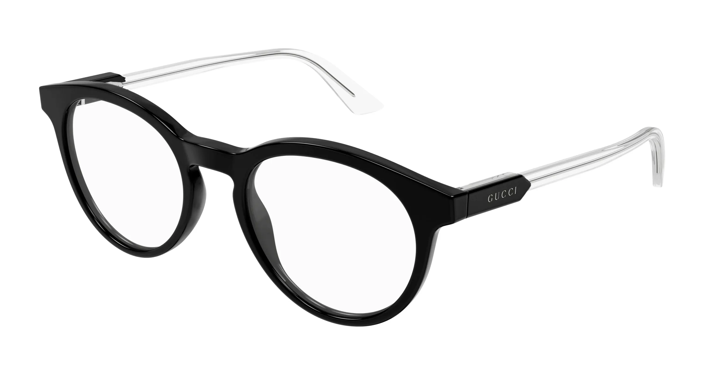 Gucci GG1822O 003 Montature da vista Acetato Nero Trasparente Rotonda - immagine 1