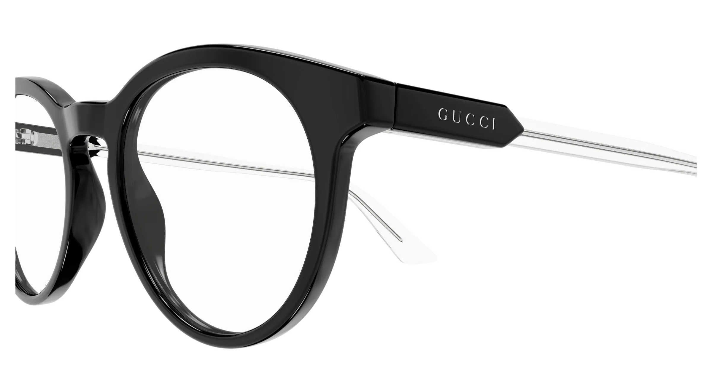 Gucci GG1822O 003 Montature da vista Acetato Nero Trasparente Rotonda - immagine 3