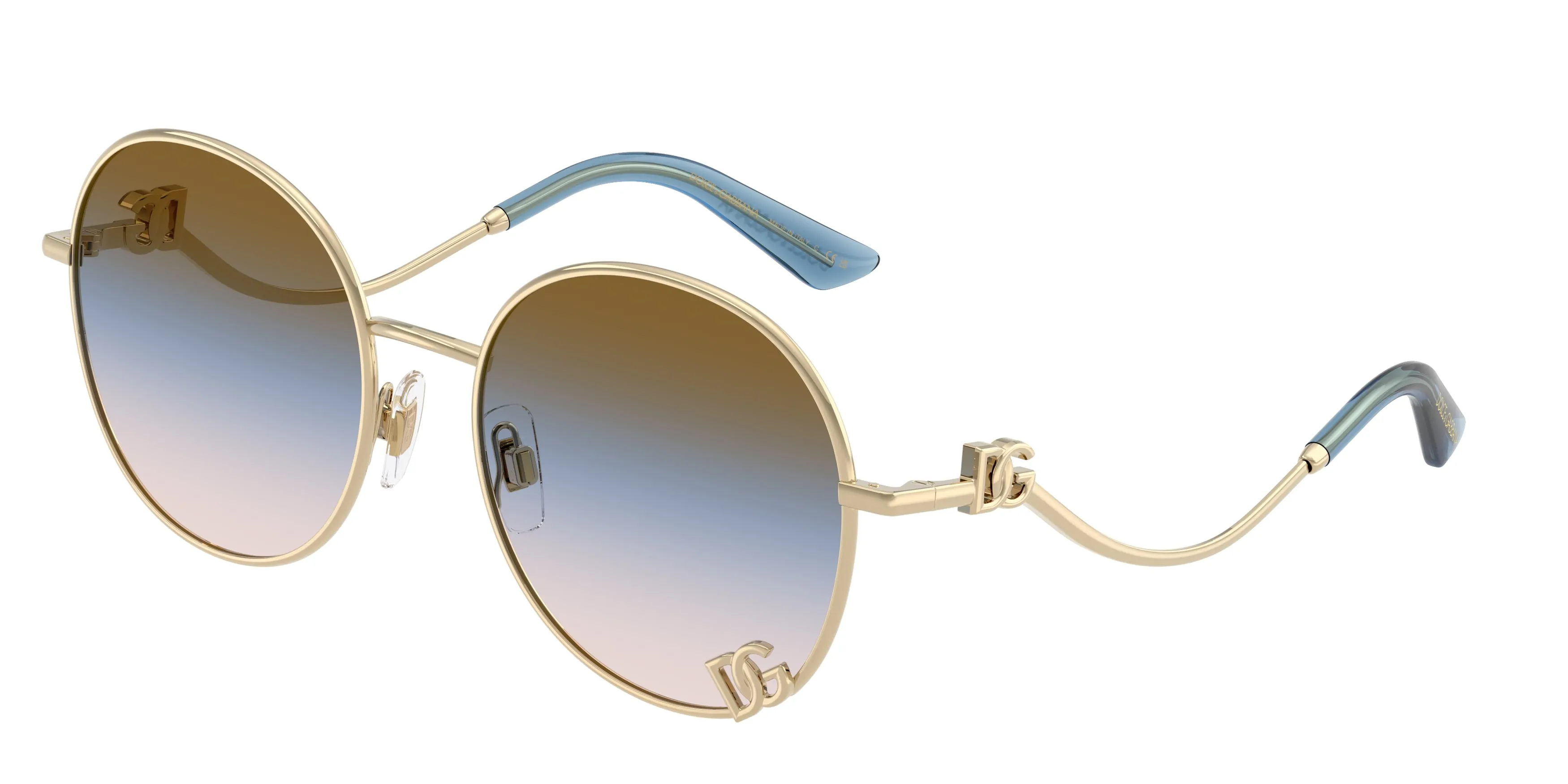 Dolce & Gabbana DG2324 488/U6 Occhiali da sole Metallo Oro Rosa Rotonda Normale Sfumato - immagine 1