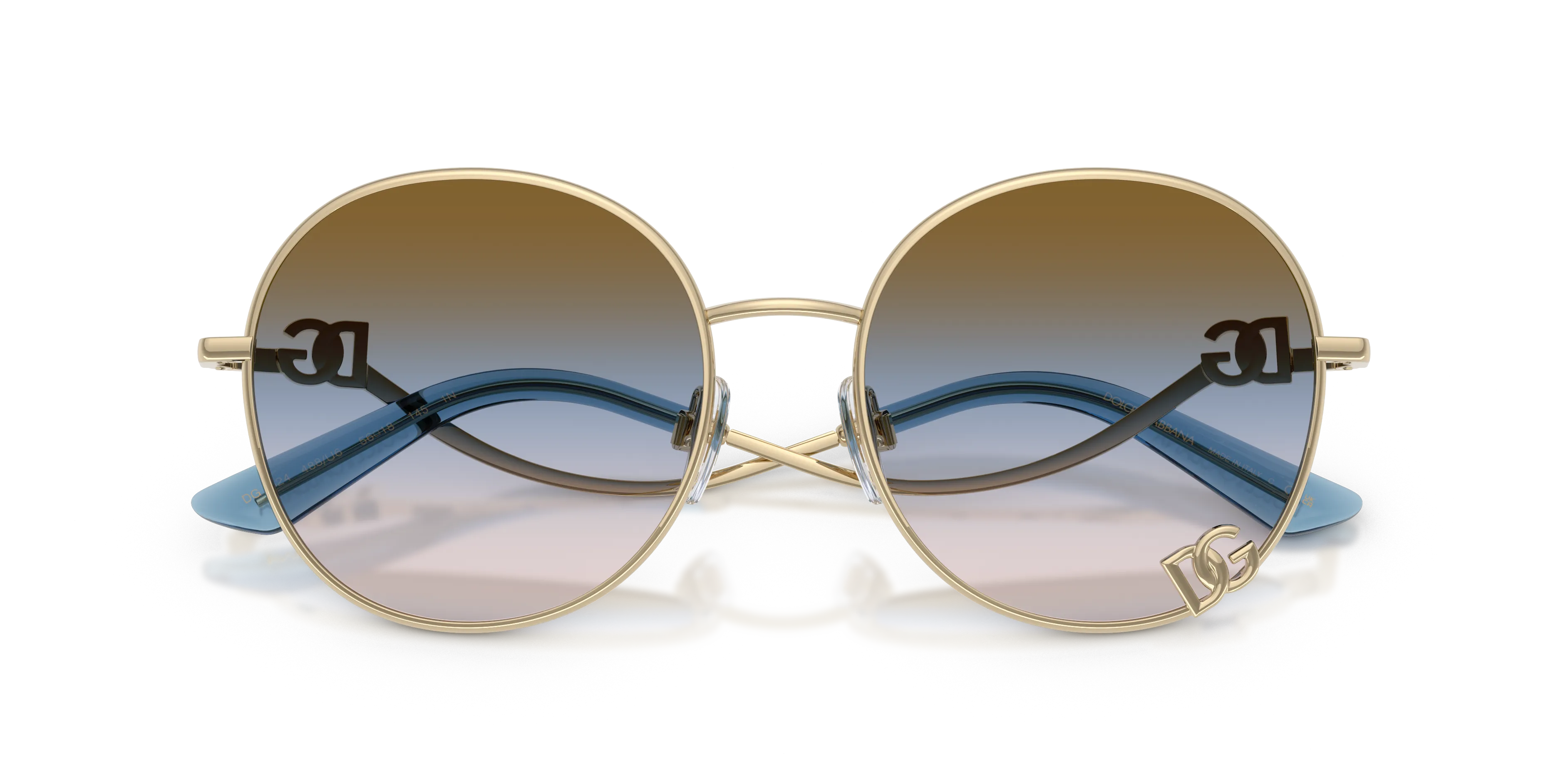 Dolce & Gabbana DG2324 488/U6 Occhiali da sole Metallo Oro Rosa Rotonda Normale Sfumato - immagine 2