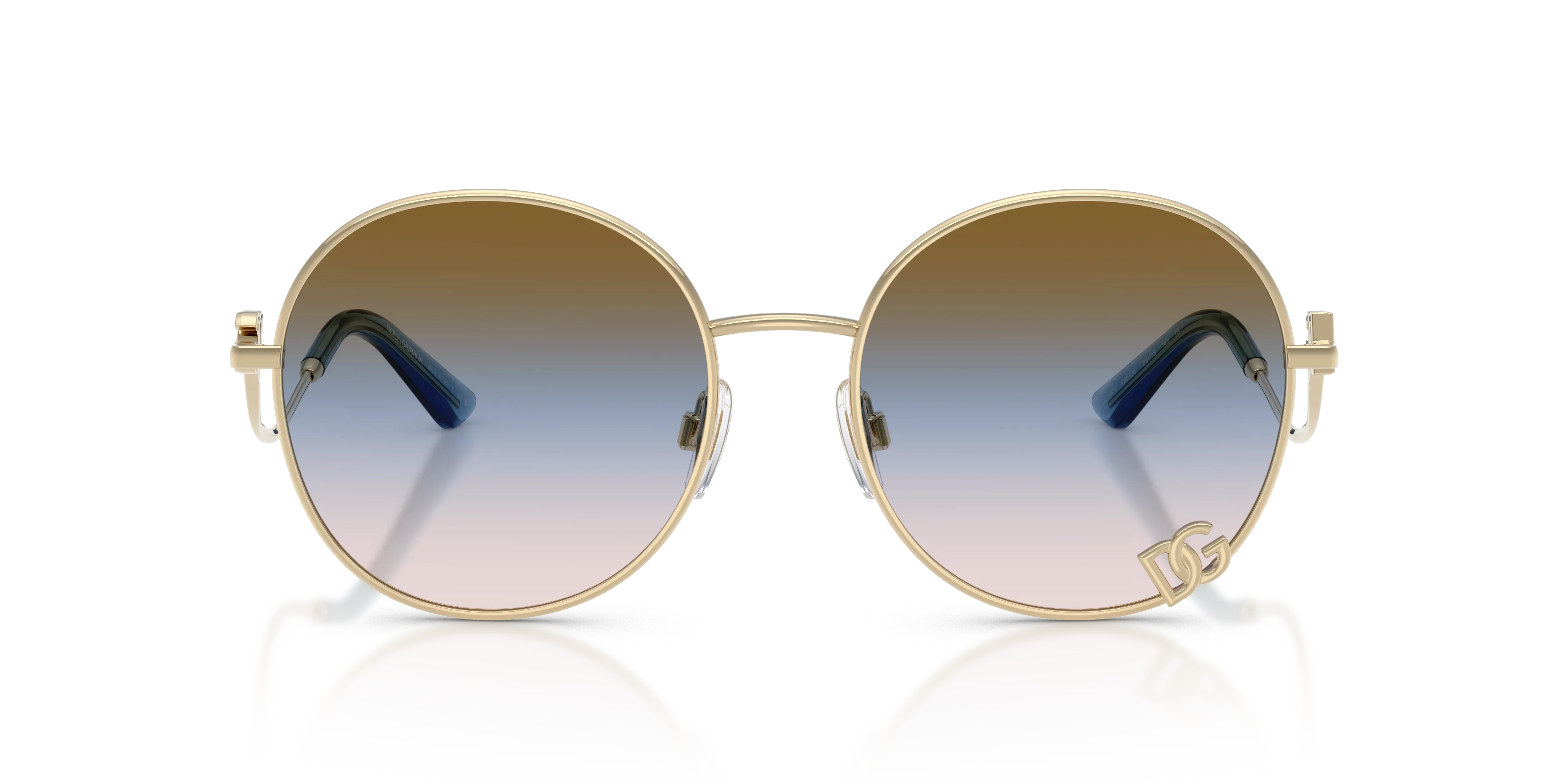 Dolce & Gabbana DG2324 488/U6 Occhiali da sole Metallo Oro Rosa Rotonda Normale Sfumato - immagine 3