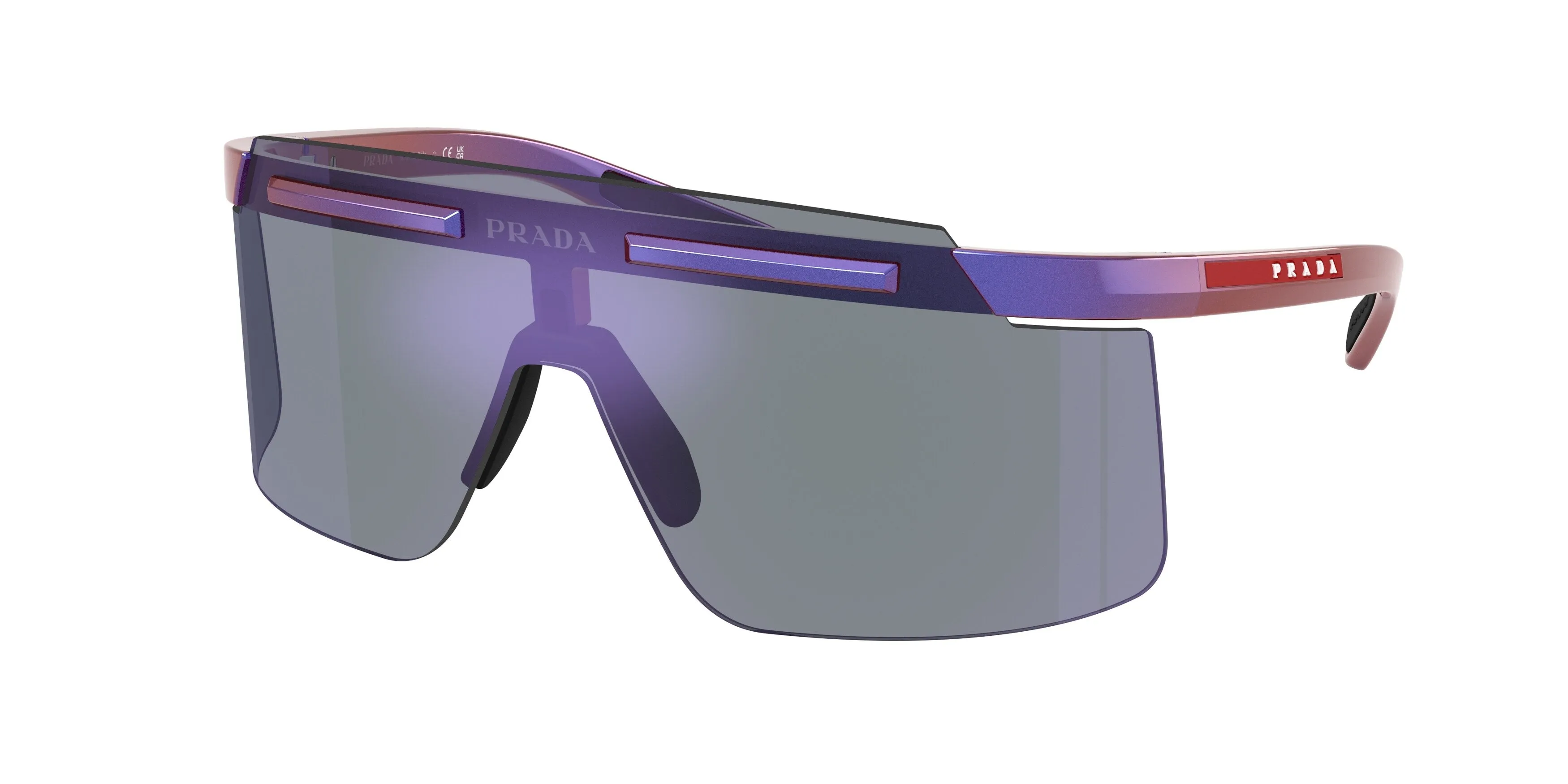 Prada Linea Rossa Uomo PS B06S 26H10J Occhiali da sole Iniettato Viola Blu Squadrata Specchiate - immagine 1