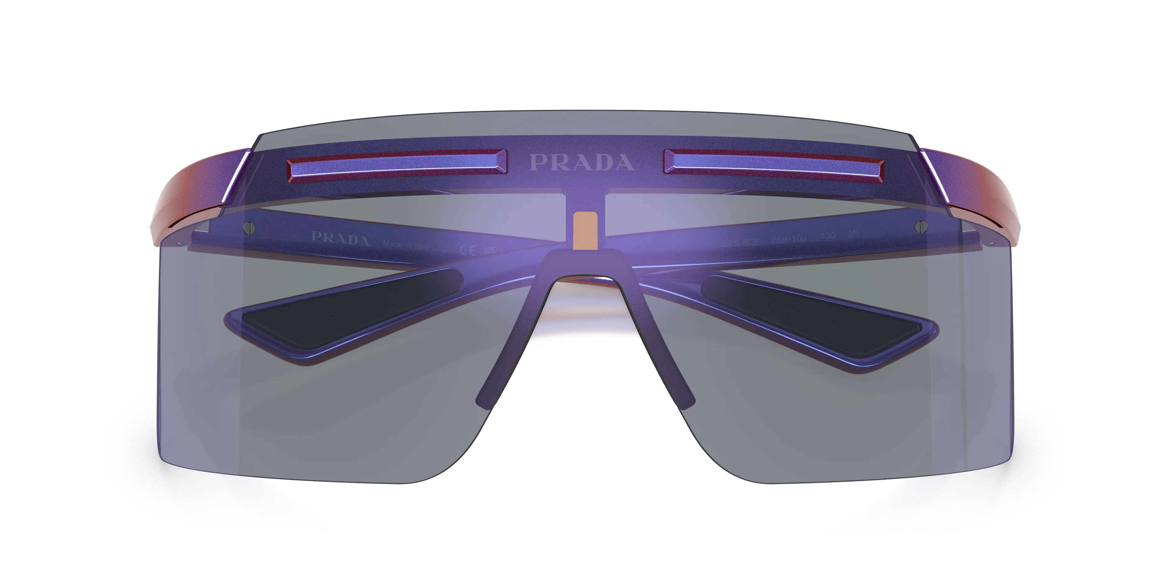 Prada Linea Rossa Uomo PS B06S 26H10J Occhiali da sole Iniettato Viola Blu Squadrata Specchiate - immagine 2