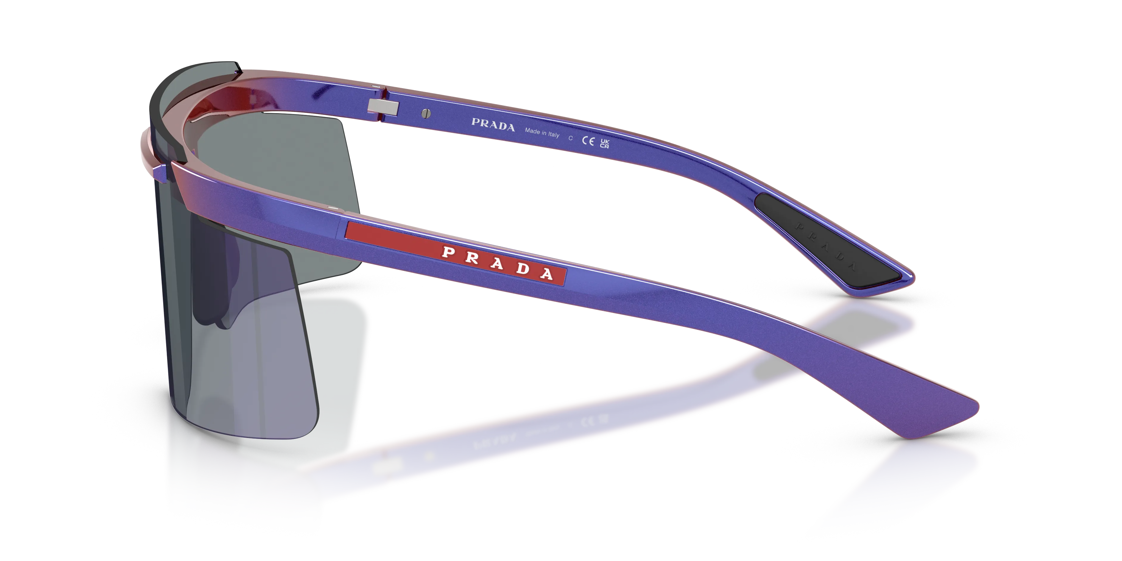 Prada Linea Rossa Uomo PS B06S 26H10J Occhiali da sole Iniettato Viola Blu Squadrata Specchiate - immagine 4