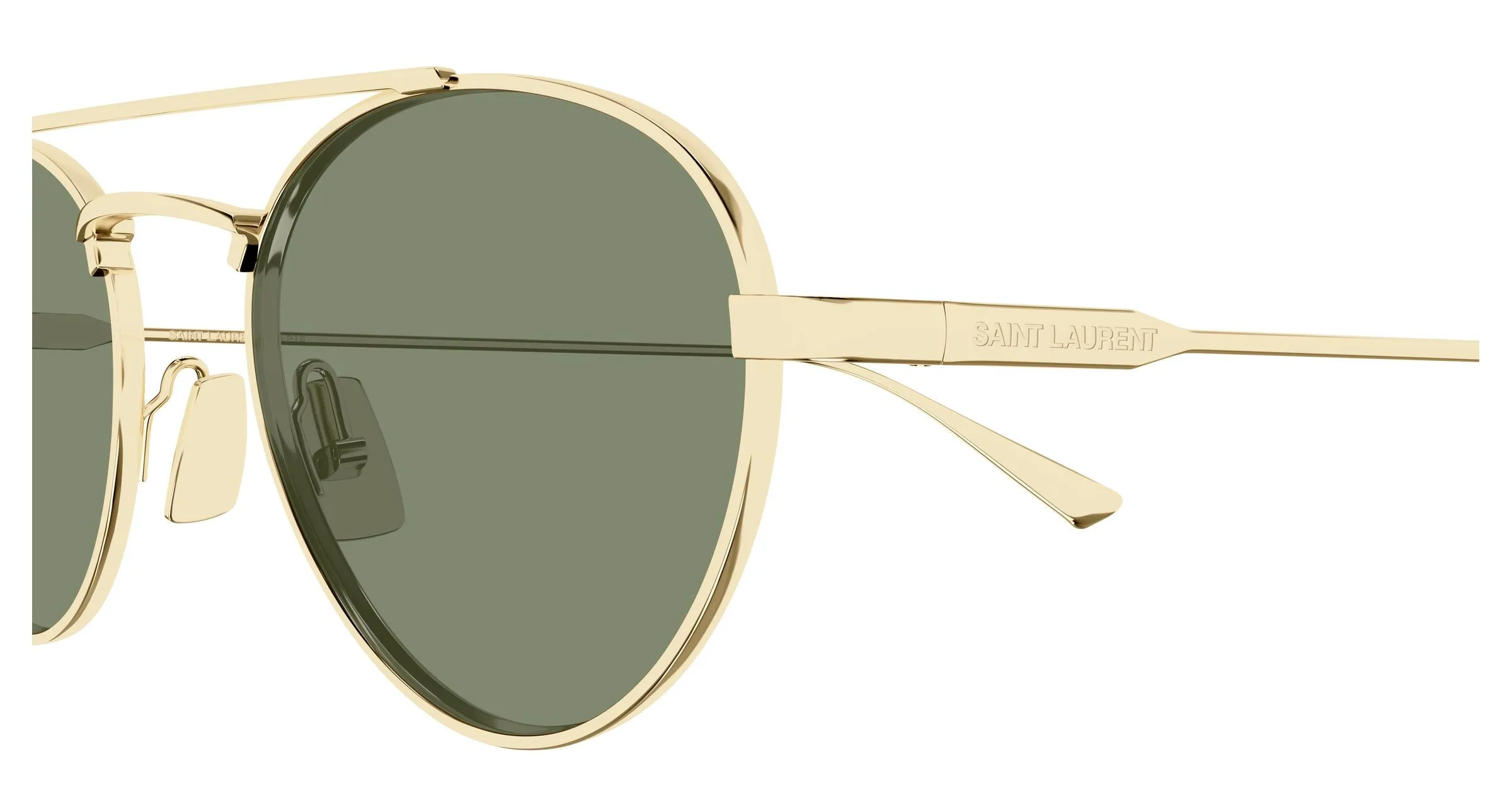 SAINT LAURENT SL 97 004 Occhiali da sole Metallo Oro Verde Rotonda - immagine 3