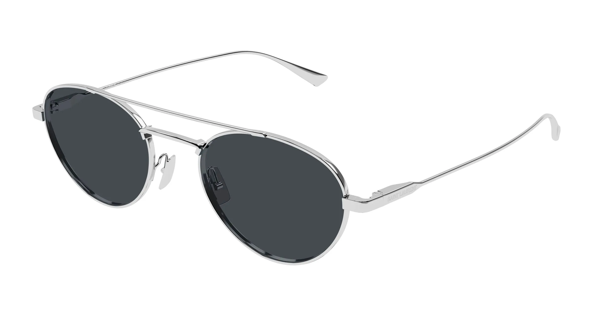 SAINT LAURENT SL 97 002 Occhiali da sole Metallo Argento Grigio Rotonda - immagine 1