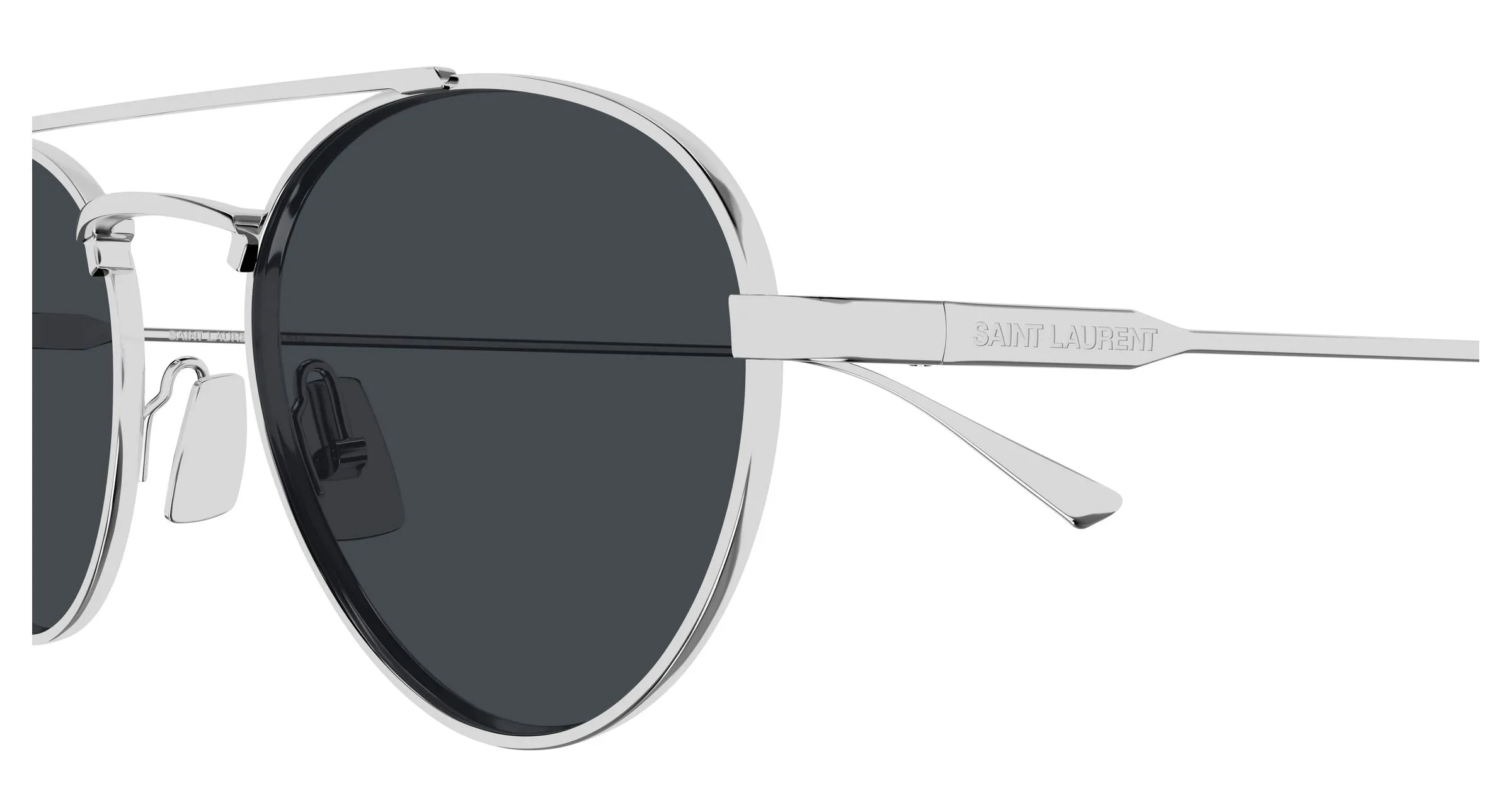 SAINT LAURENT SL 97 002 Occhiali da sole Metallo Argento Grigio Rotonda - immagine 3