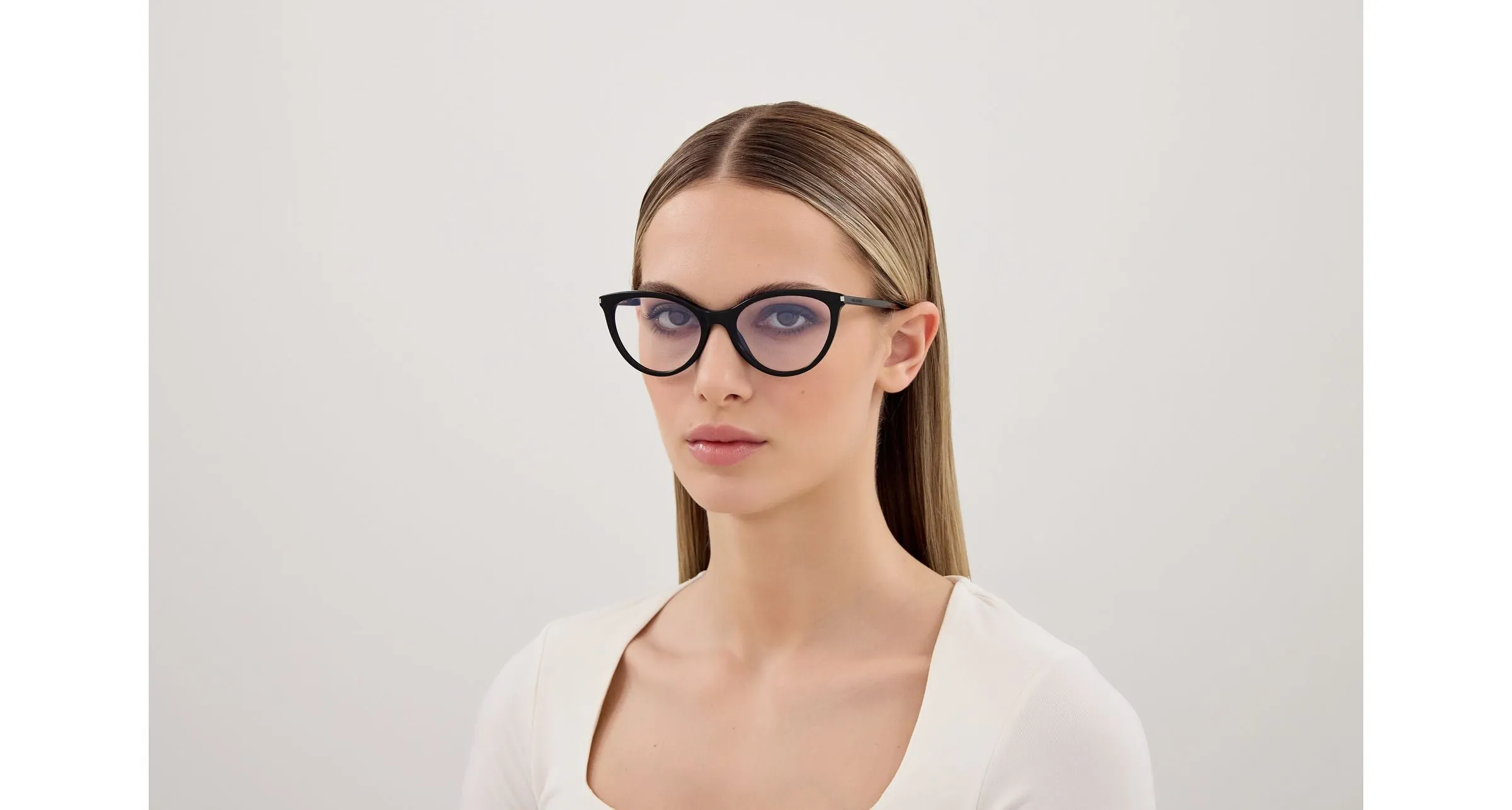 SAINT LAURENT SL 833 001 Montature da vista Acetato Nero Trasparente Cat Eye ["Antiriflesso"] - immagine 4