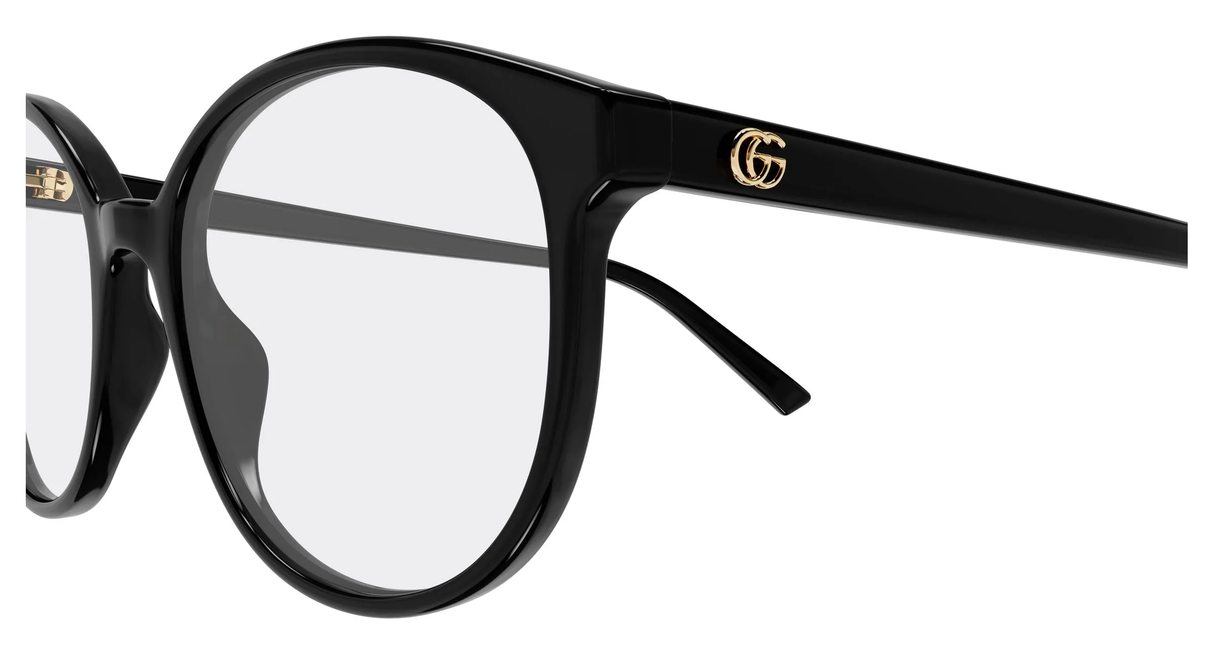 Gucci GG1996O 001 Montature da vista Acetato Nero Trasparente Rotonda - immagine 3
