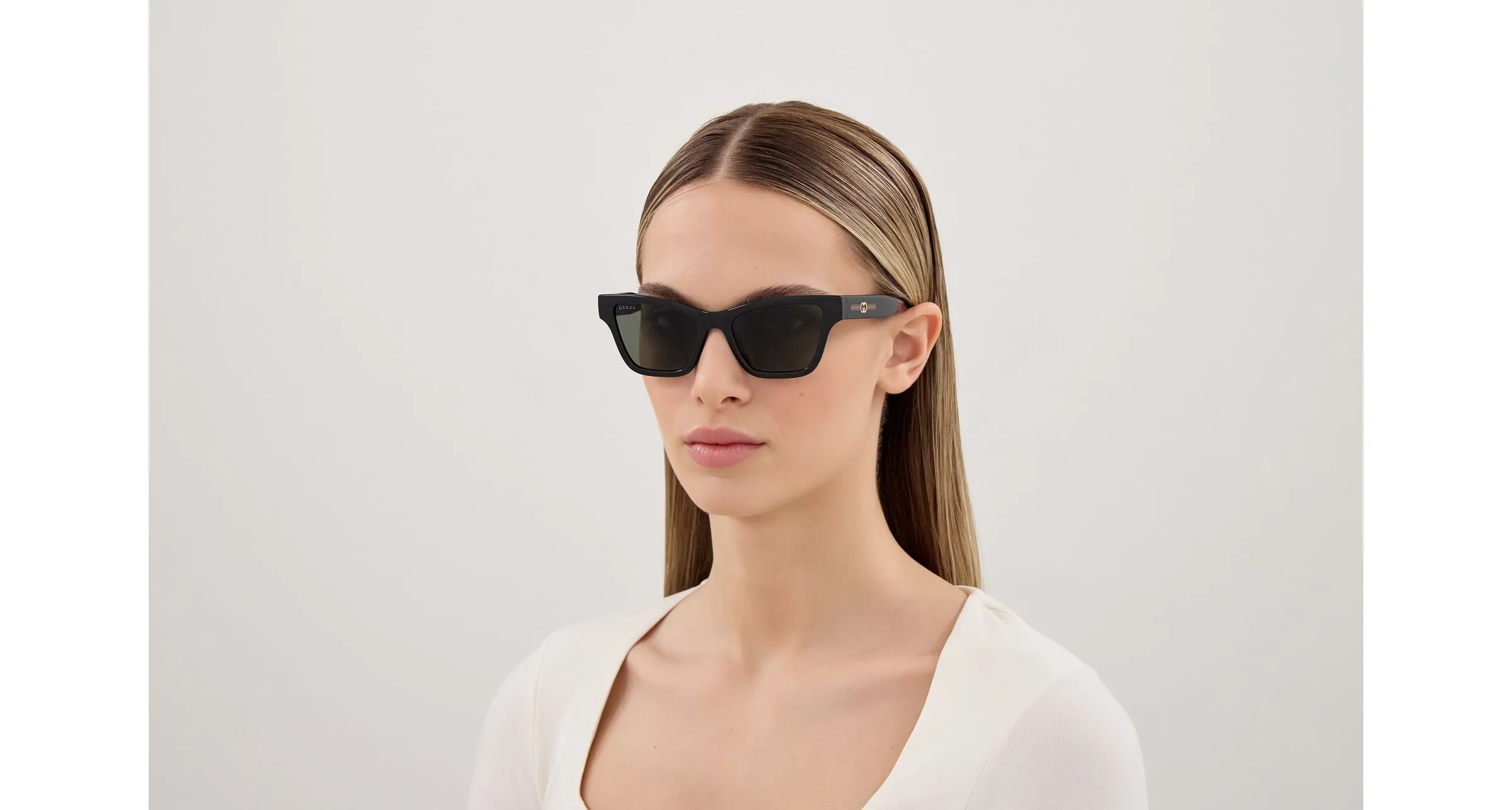Gucci GG1982S 001 Occhiali da sole Iniettato Nero Grigio Cat Eye - immagine 4