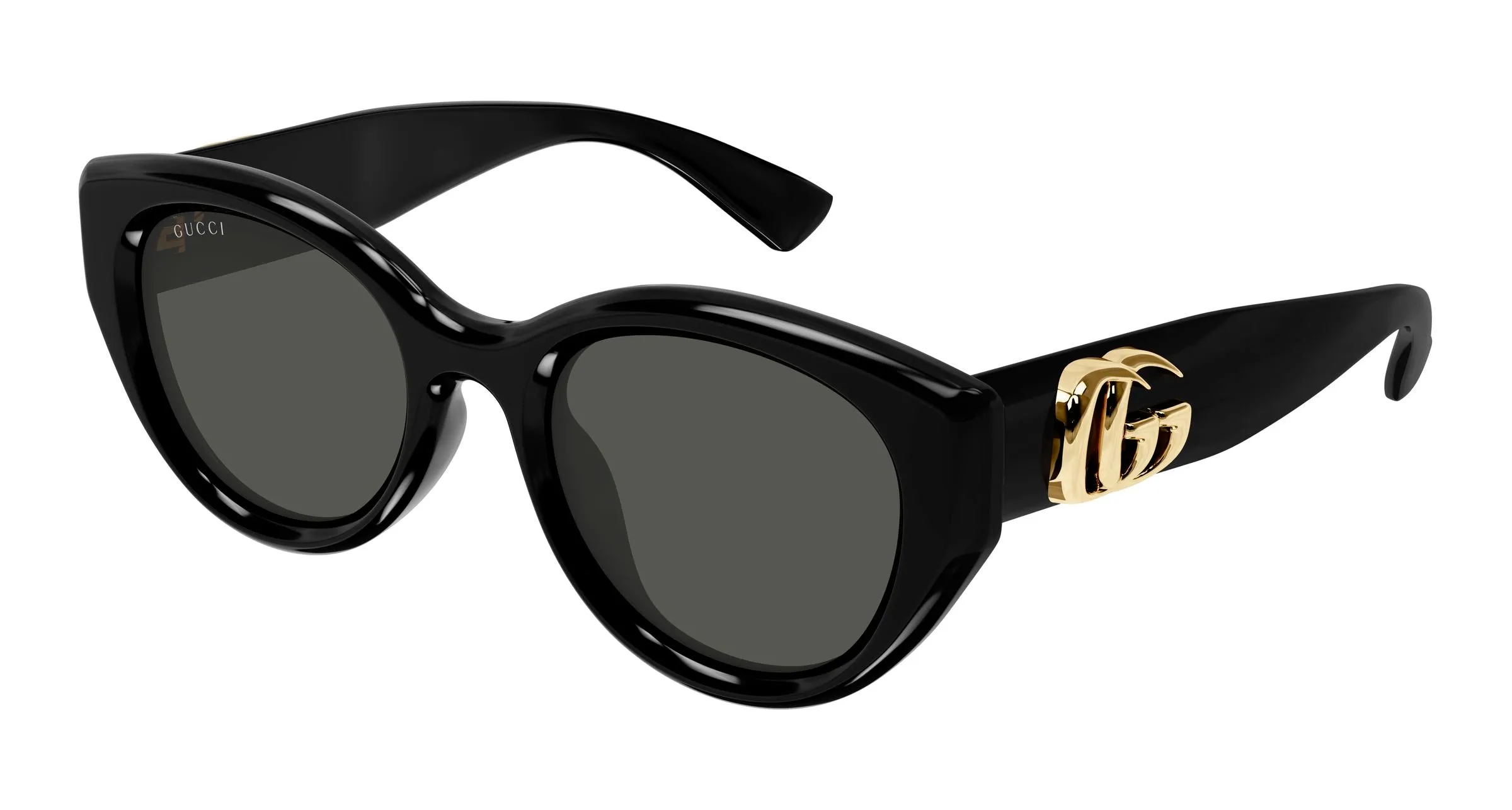 Gucci GG1976SK 001 Occhiali da sole Iniettato Nero Grigio Rotonda - immagine 1