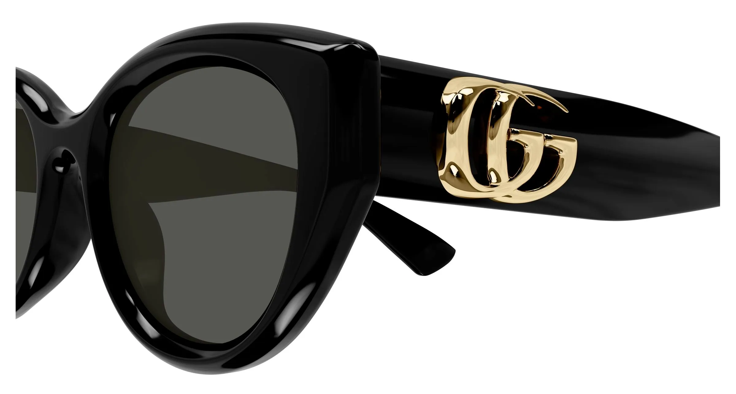 Gucci GG1976SK 001 Occhiali da sole Iniettato Nero Grigio Rotonda - immagine 3