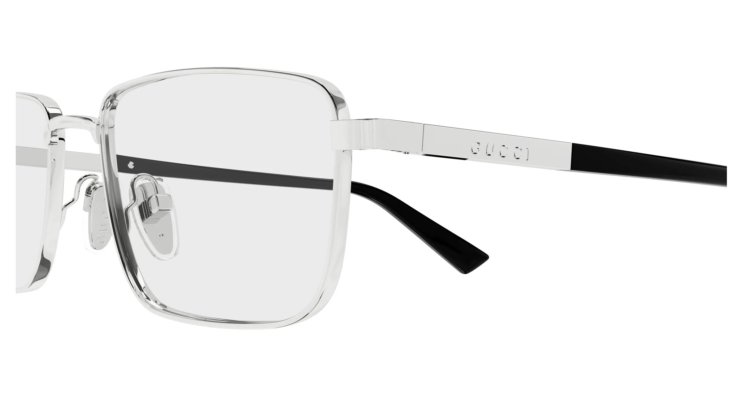 Gucci GG1964O 001 Montature da vista Metallo Argento Trasparente Squadrata - immagine 3
