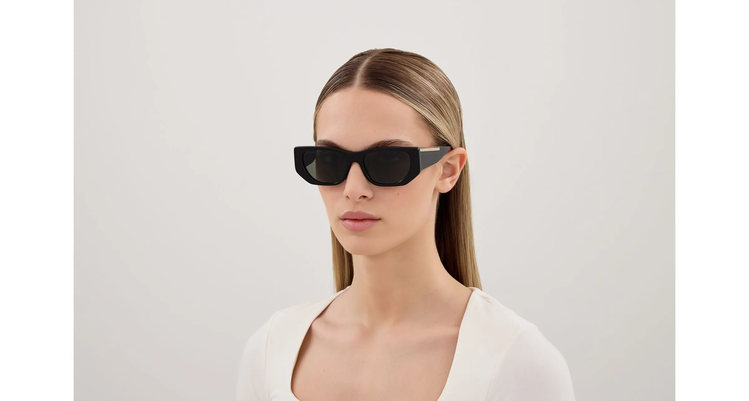 Gucci GG1959S 001 Occhiali da sole Acetato Nero Grigio Cat Eye - immagine 4