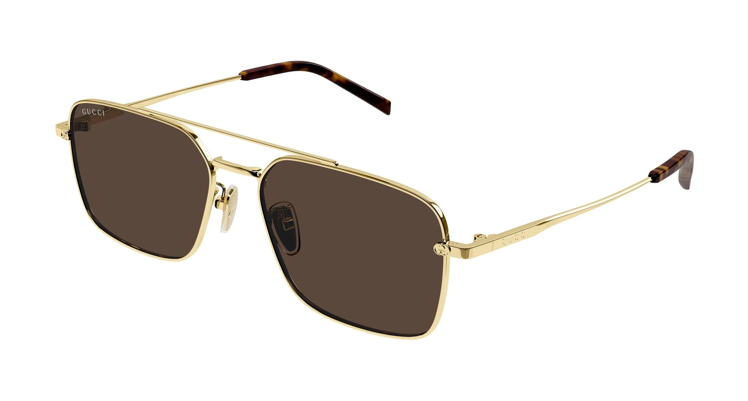 Gucci GG1957SA 002 Occhiali da sole Metallo Oro Marrone Squadrata - immagine 1
