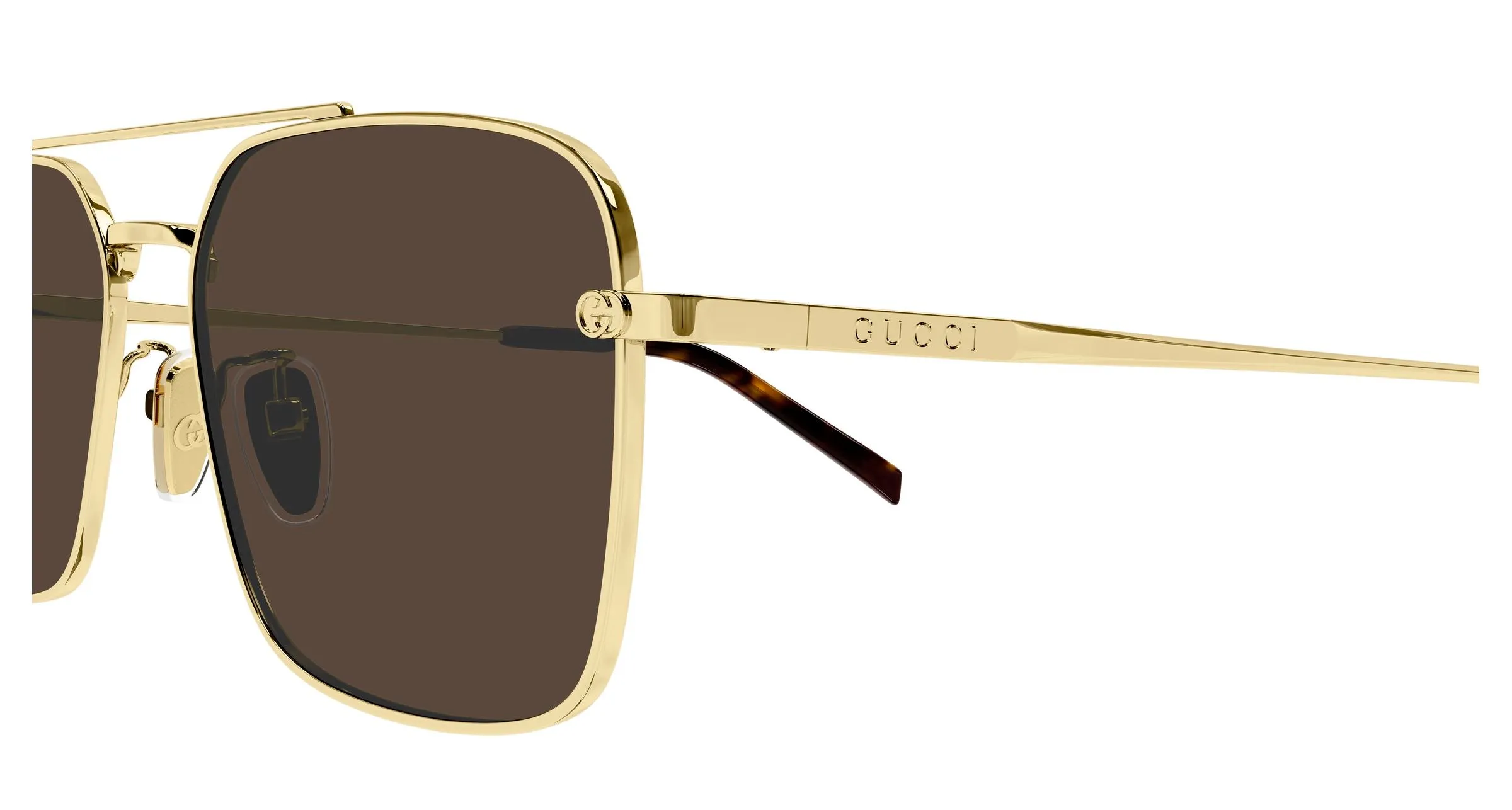 Gucci GG1957SA 002 Occhiali da sole Metallo Oro Marrone Squadrata - immagine 3