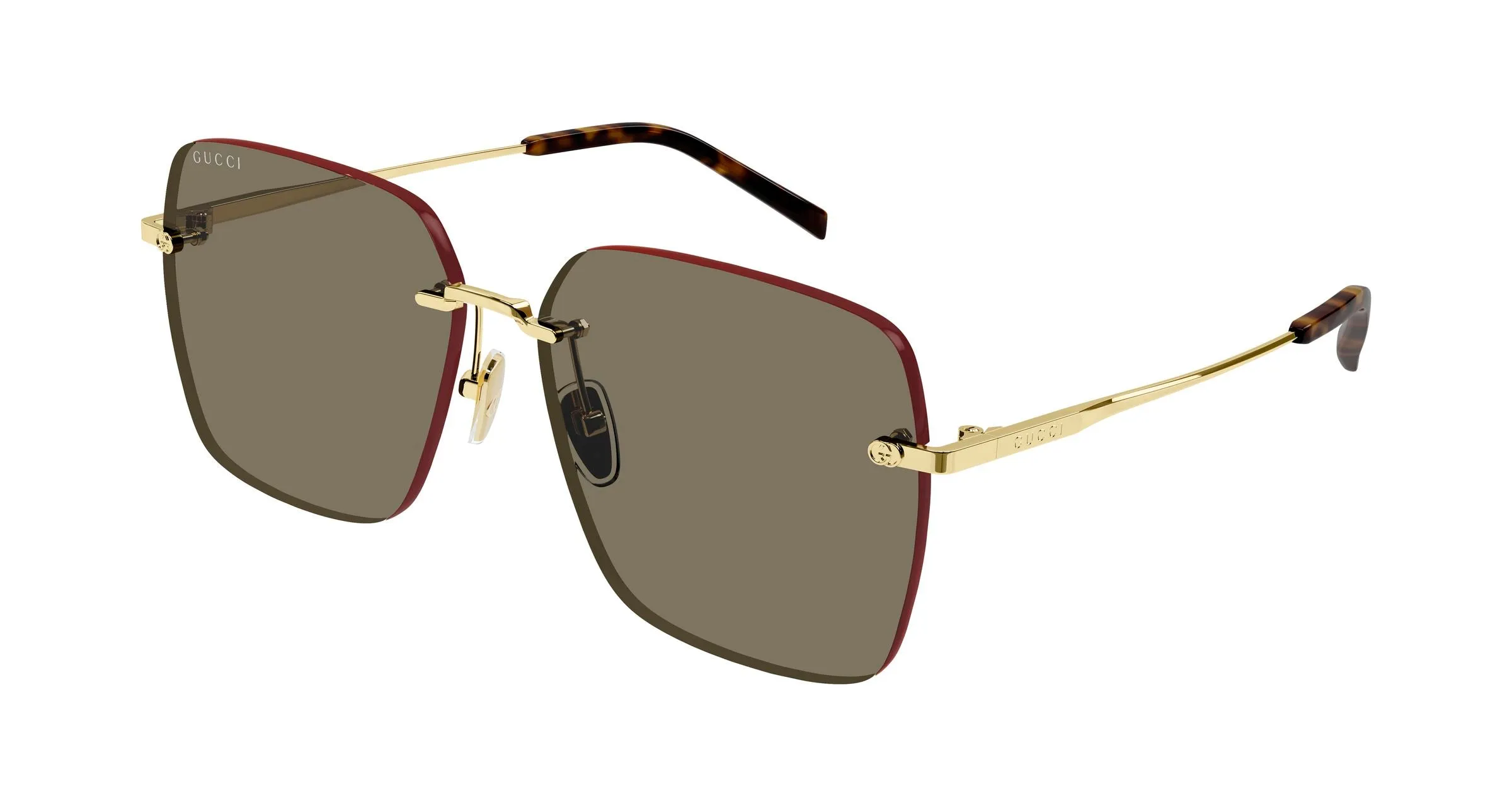 Gucci GG1955SA 002 Occhiali da sole Metallo Oro Marrone Squadrata - immagine 1