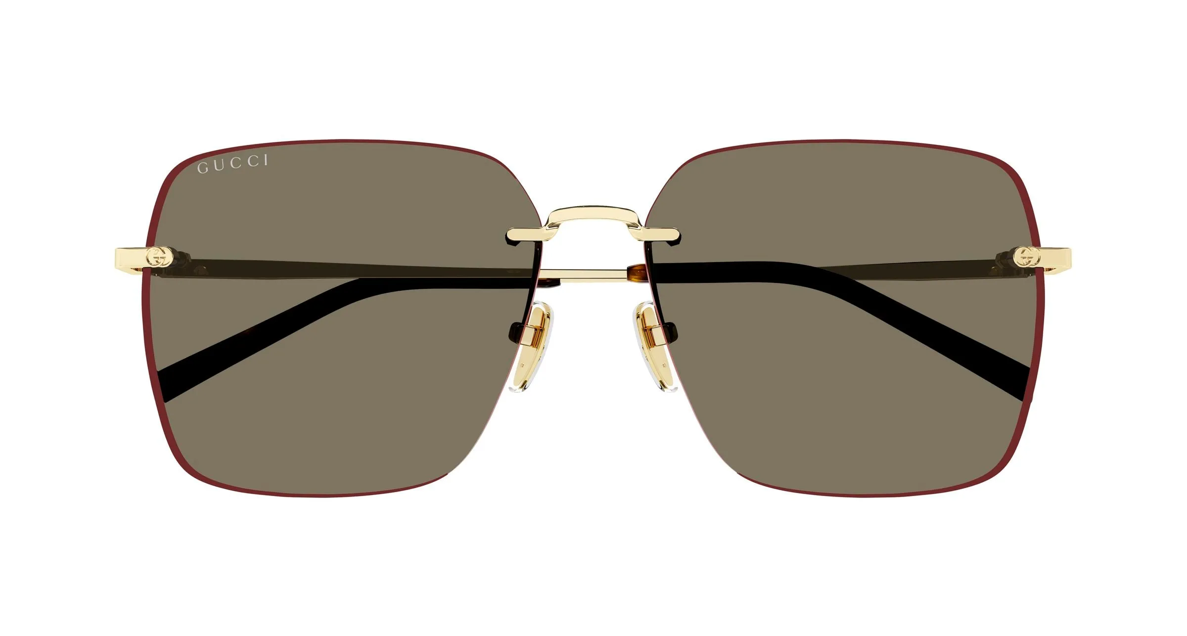 Gucci GG1955SA 002 Occhiali da sole Metallo Oro Marrone Squadrata - immagine 2