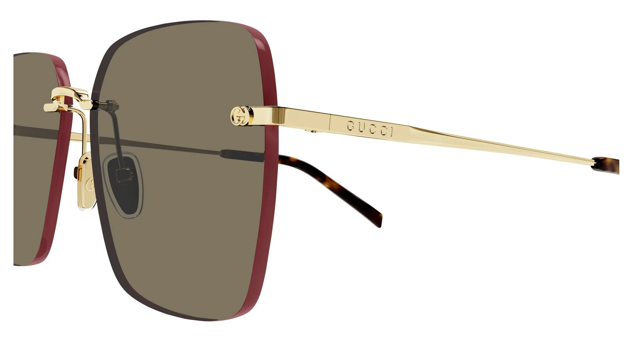 Gucci GG1955SA 002 Occhiali da sole Metallo Oro Marrone Squadrata - immagine 3