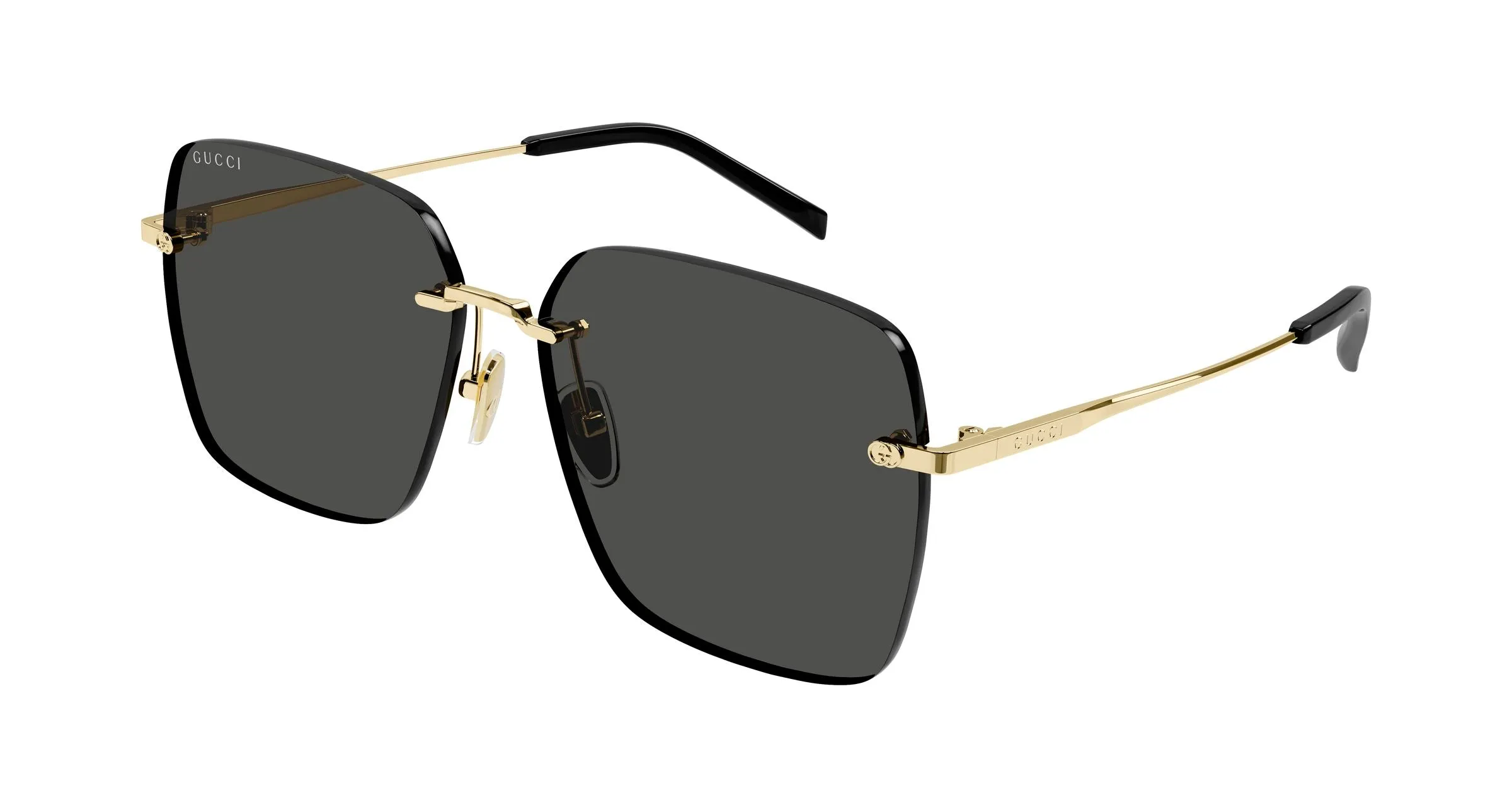 Gucci GG1955SA 001 Occhiali da sole Metallo Oro Grigio Squadrata - immagine 1