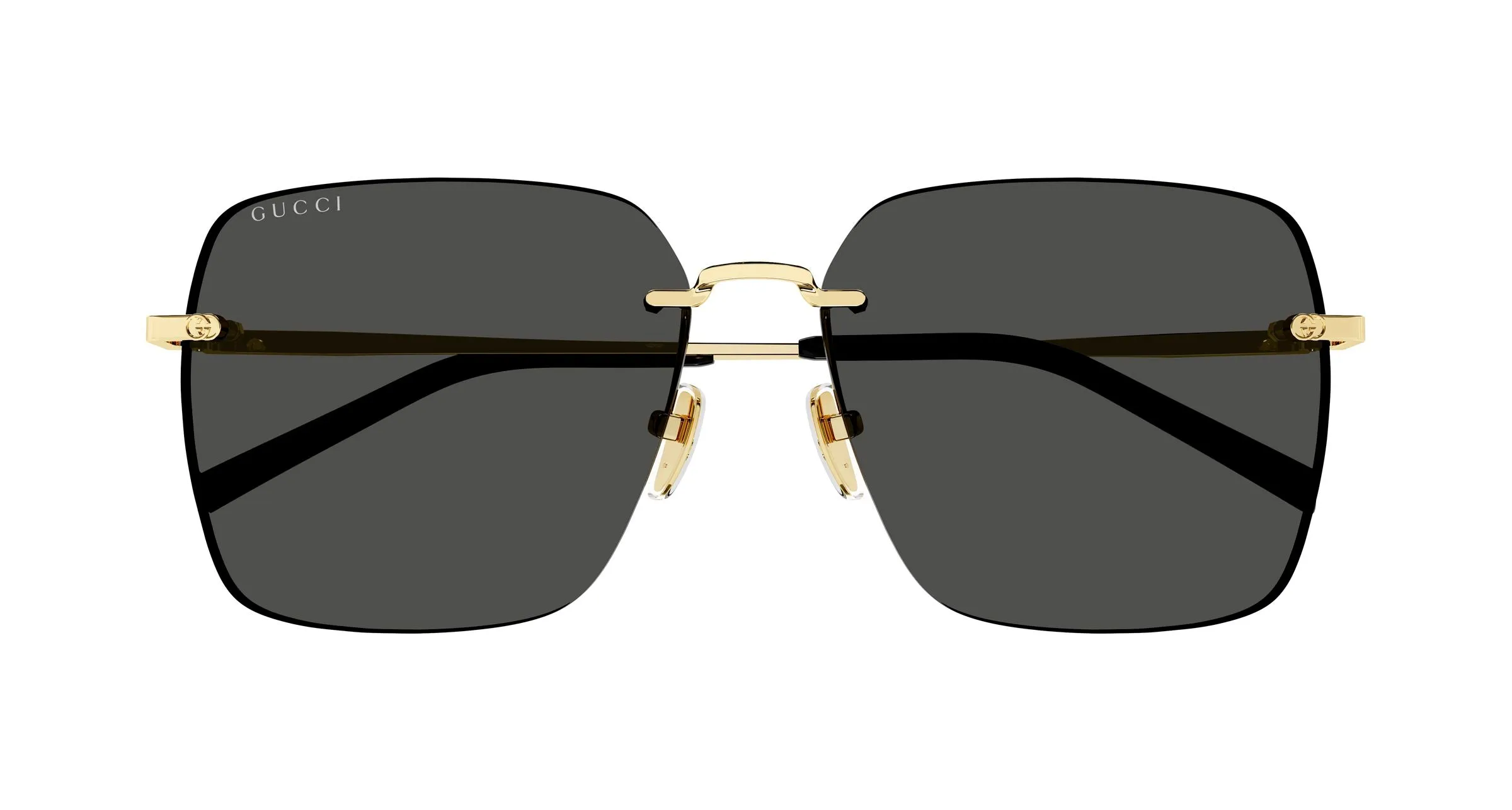 Gucci GG1955SA 001 Occhiali da sole Metallo Oro Grigio Squadrata - immagine 2
