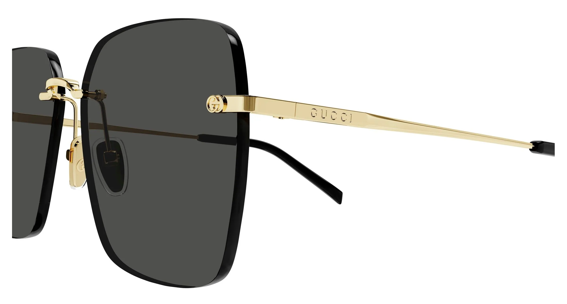 Gucci GG1955SA 001 Occhiali da sole Metallo Oro Grigio Squadrata - immagine 3