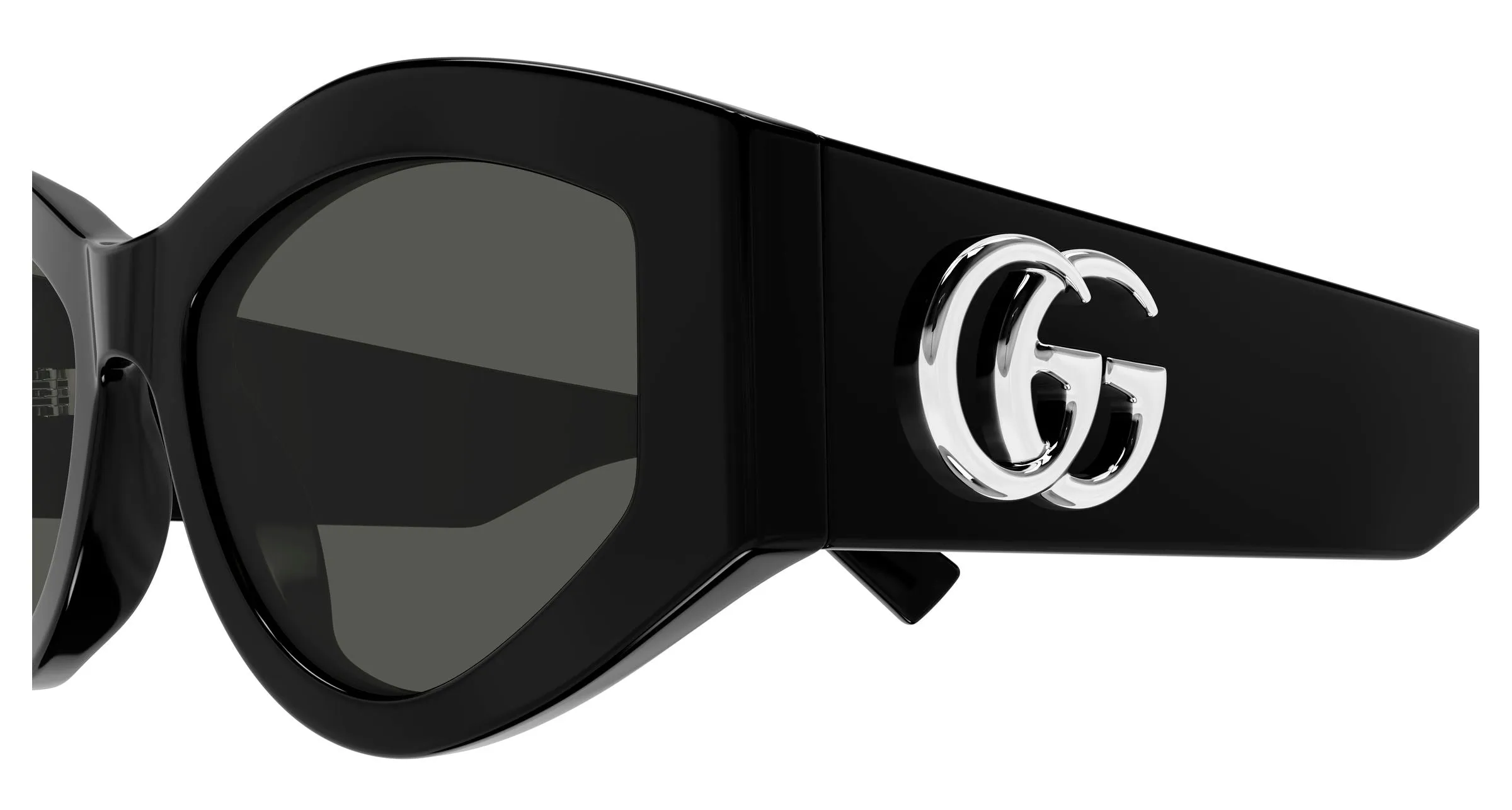 Gucci GG1951S 001 Occhiali da sole Acetato Nero Grigio Geometrica - immagine 3