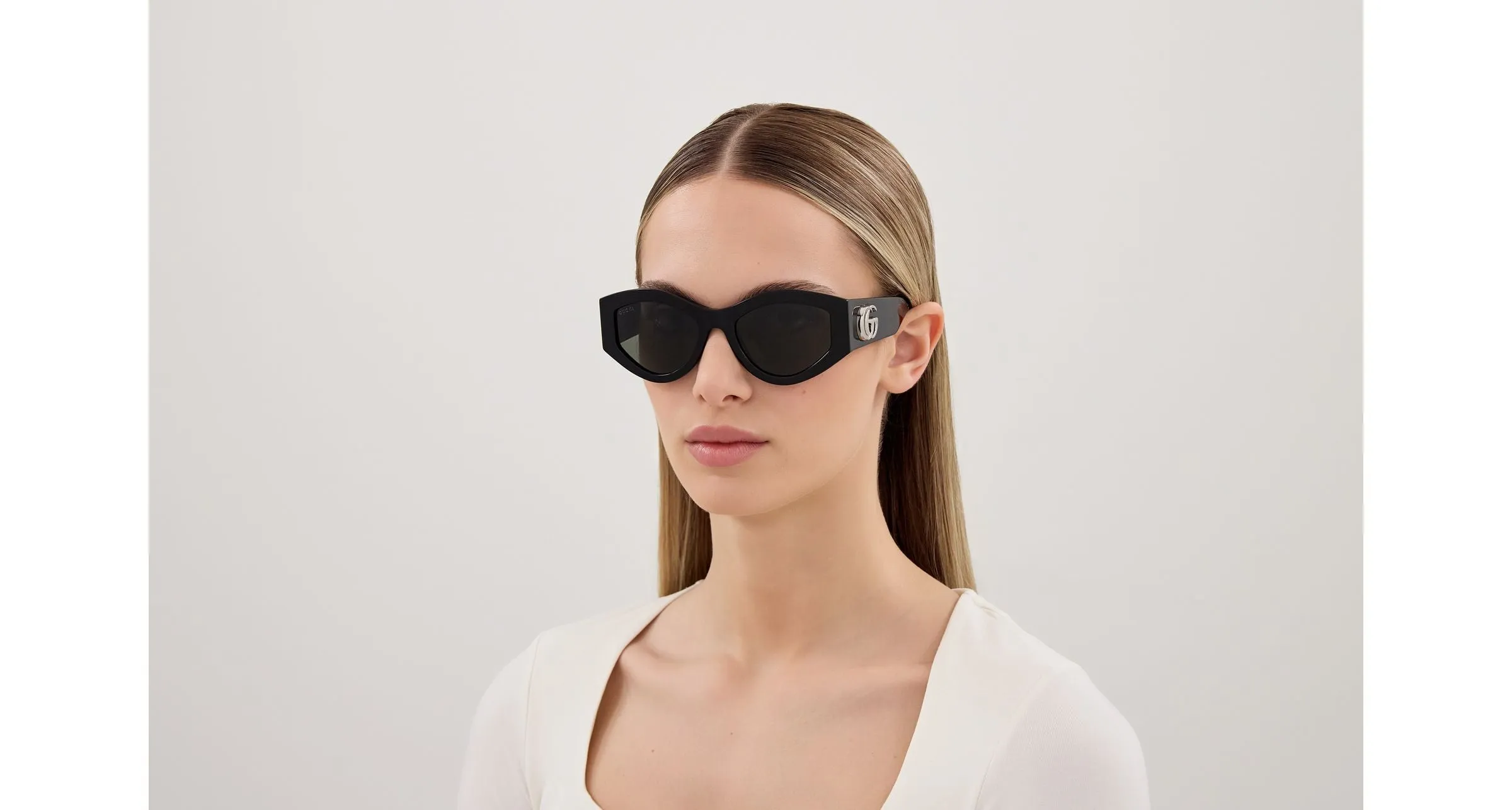 Gucci GG1951S 001 Occhiali da sole Acetato Nero Grigio Geometrica - immagine 4