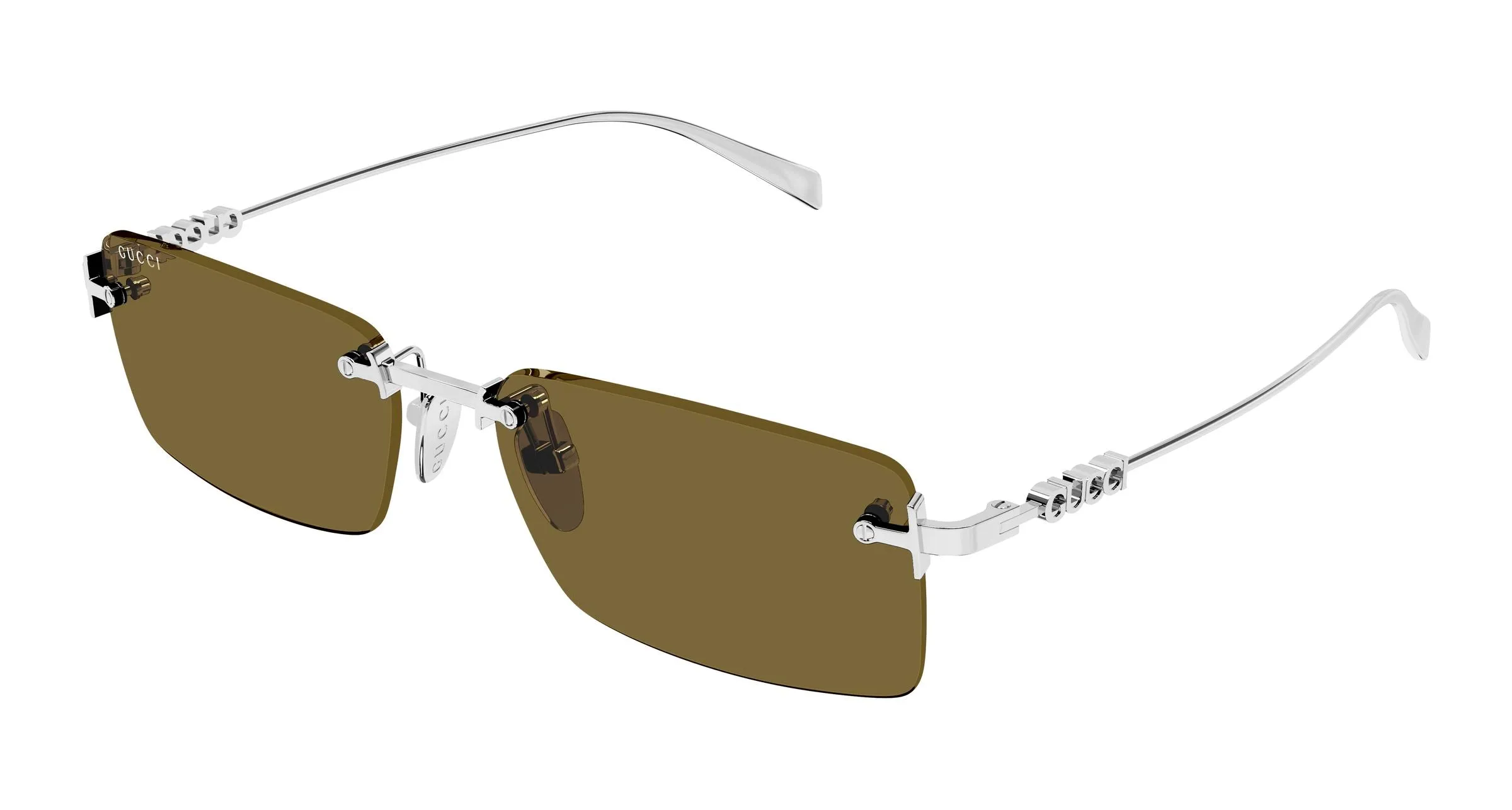 Gucci GG1941S 002 Occhiali da sole Metallo Argento Marrone Squadrata - immagine 1