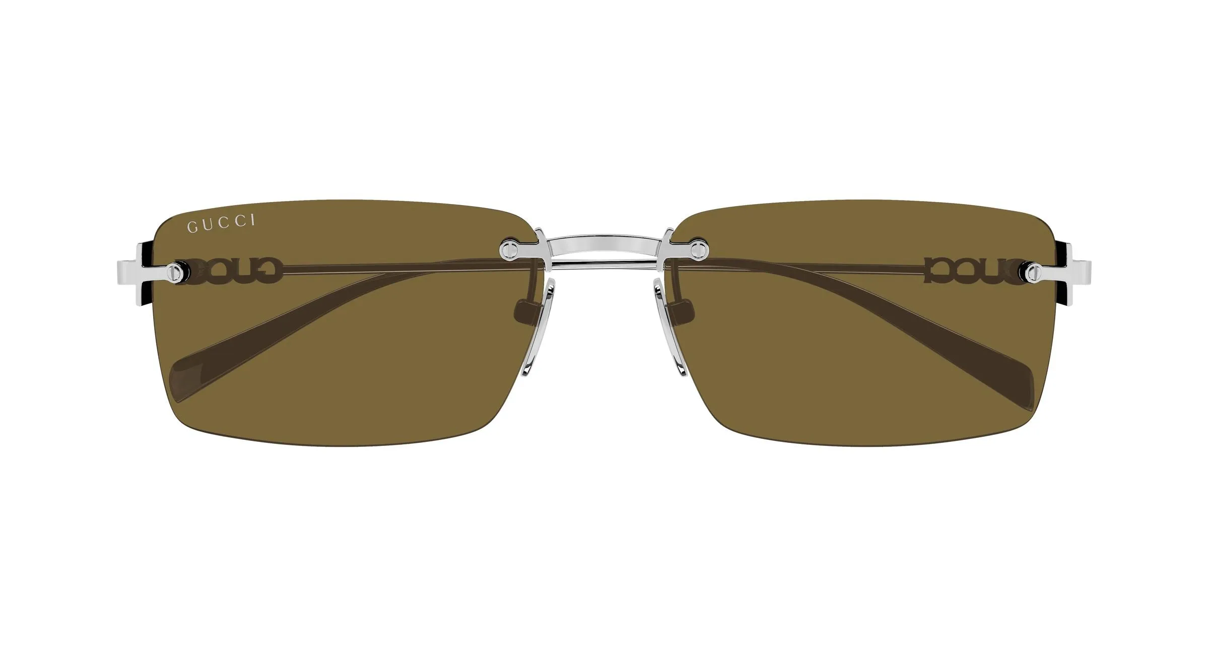 Gucci GG1941S 002 Occhiali da sole Metallo Argento Marrone Squadrata - immagine 2