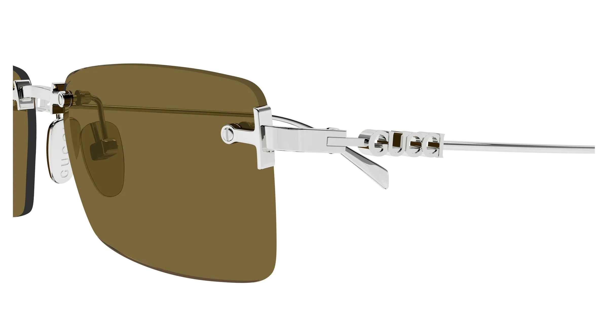 Gucci GG1941S 002 Occhiali da sole Metallo Argento Marrone Squadrata - immagine 3