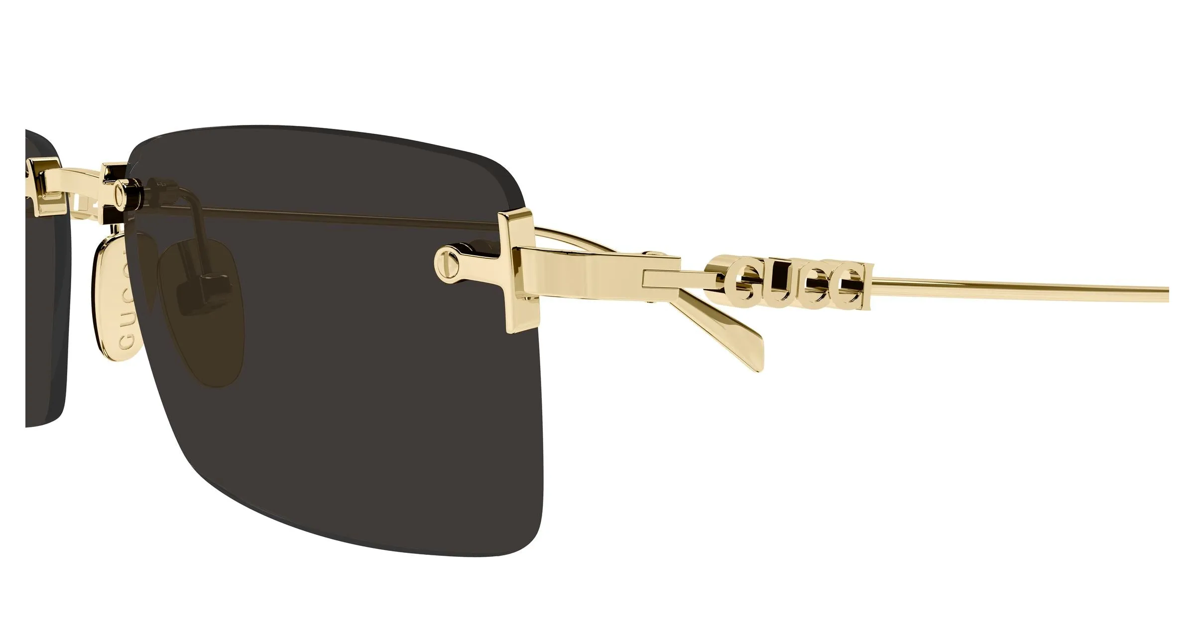 Gucci GG1941S 001 Occhiali da sole Metallo Oro Grigio Squadrata - immagine 3