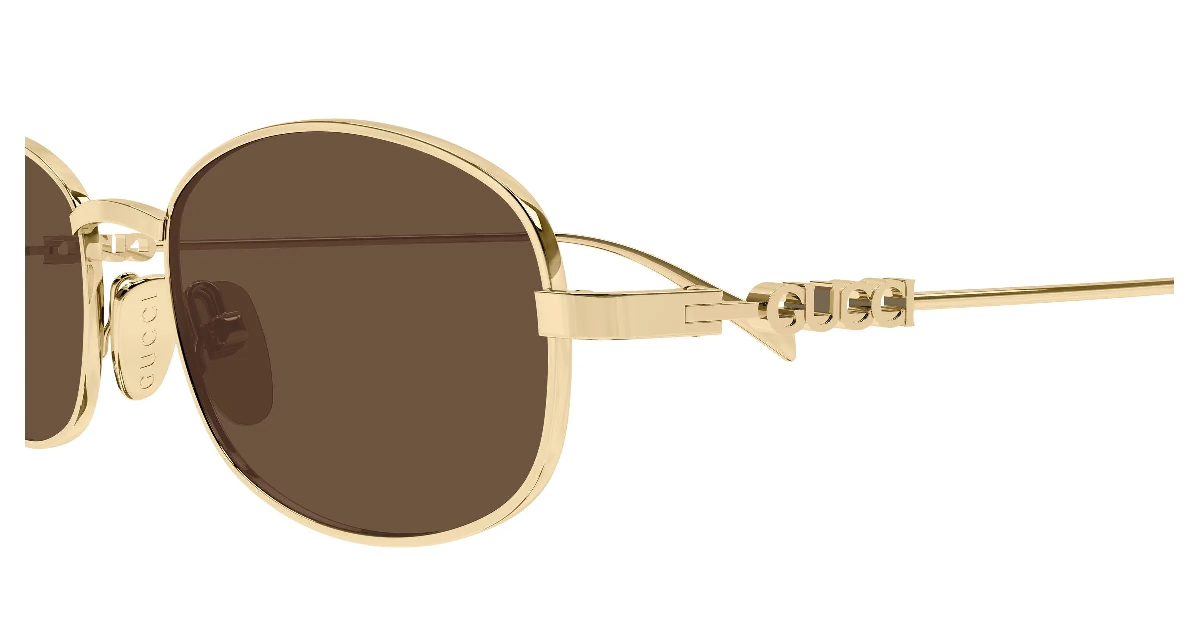Gucci GG1940S 002 Occhiali da sole Metallo Oro Marrone Rotonda - immagine 3
