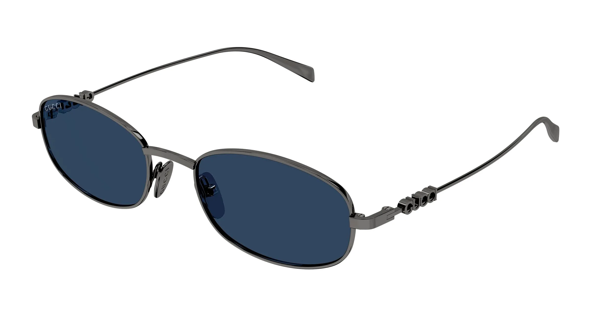 Gucci GG1940S 001 Occhiali da sole Metallo Rutenio Blu Rotonda - immagine 1