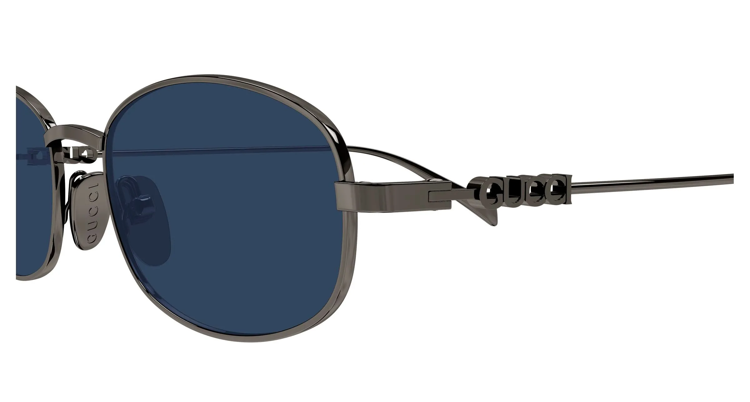Gucci GG1940S 001 Occhiali da sole Metallo Rutenio Blu Rotonda - immagine 3
