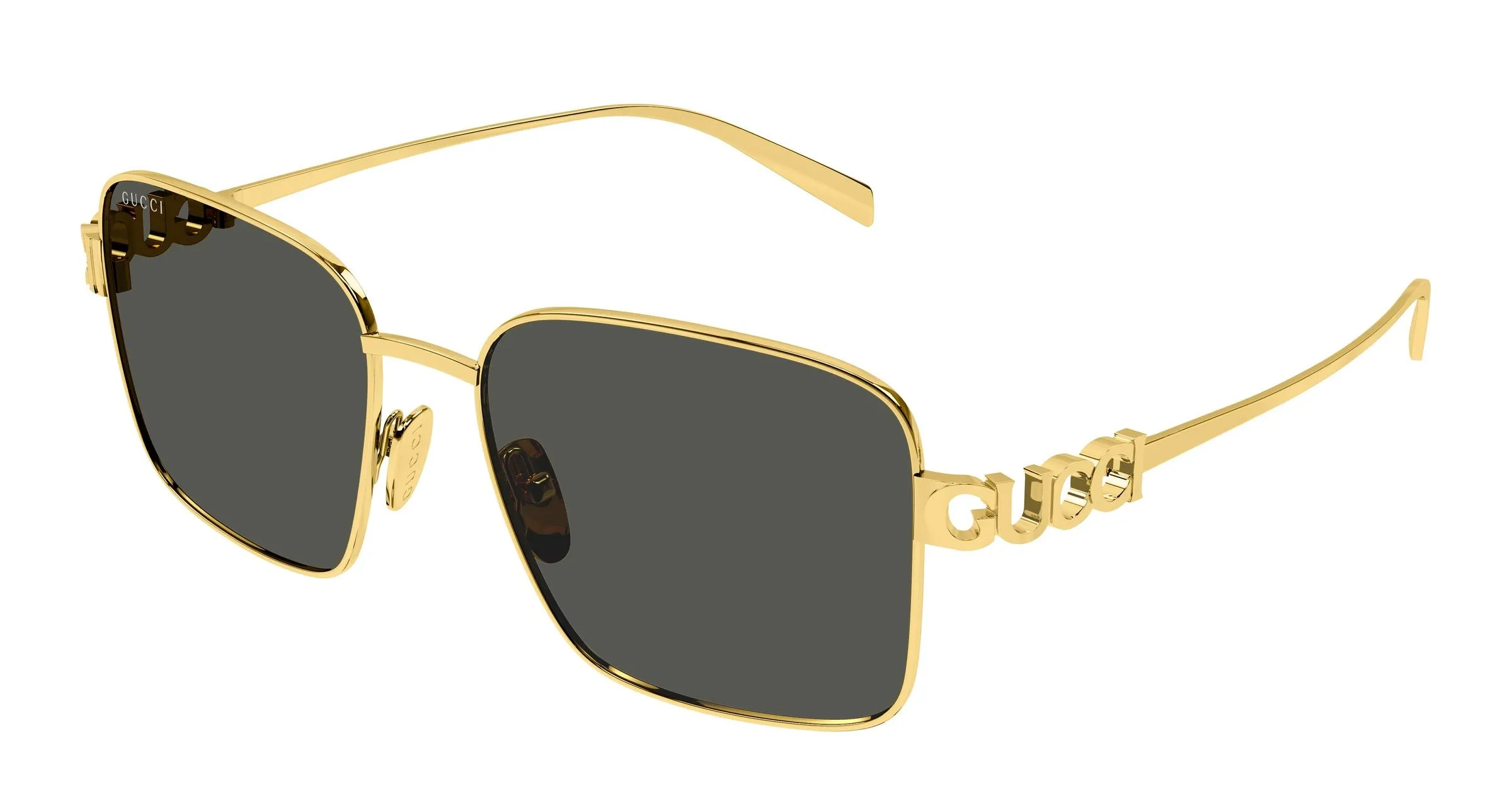 Gucci GG1937S 001 Occhiali da sole Metallo Oro Grigio Squadrata - immagine 1