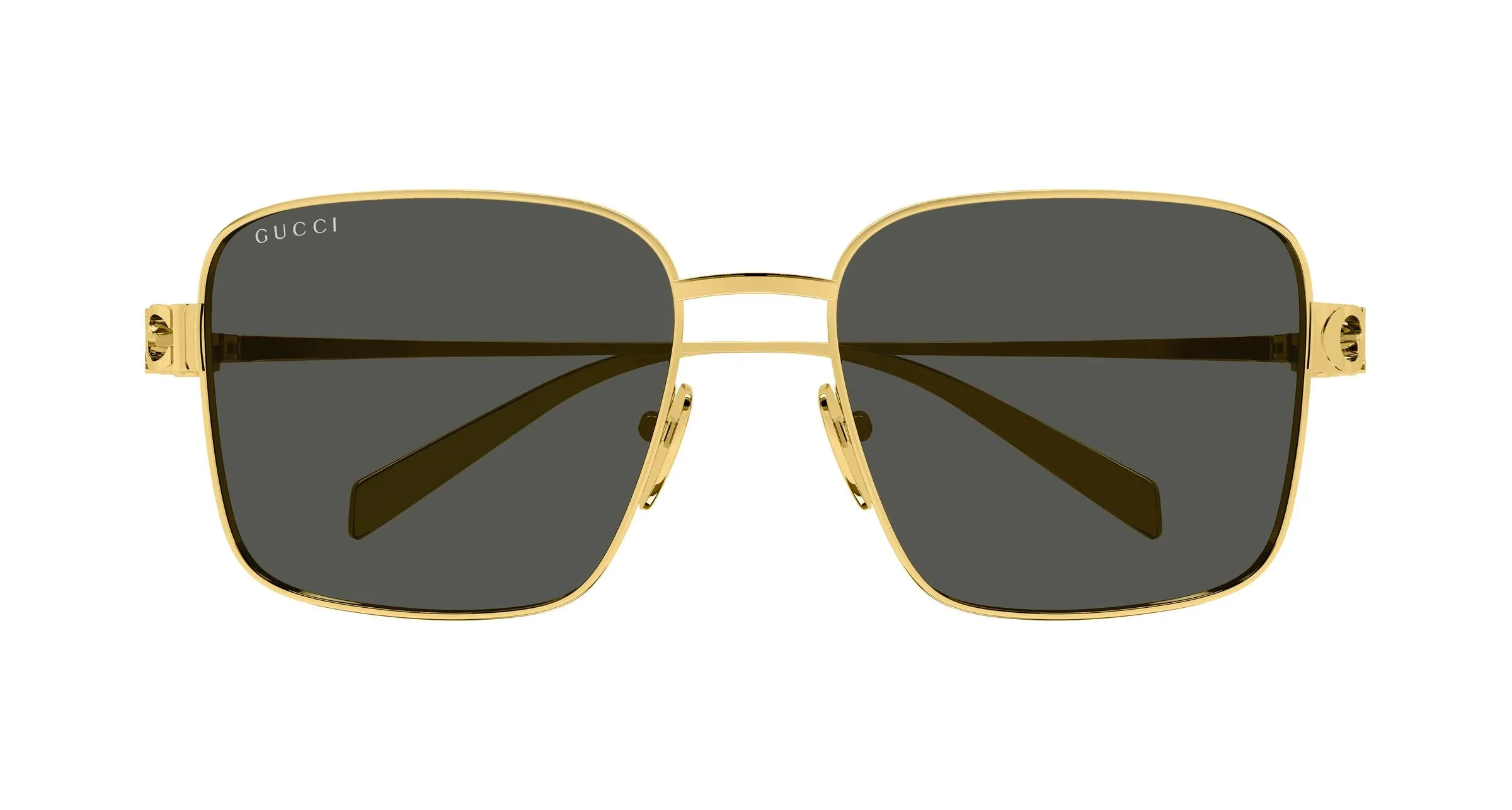 Gucci GG1937S 001 Occhiali da sole Metallo Oro Grigio Squadrata - immagine 2