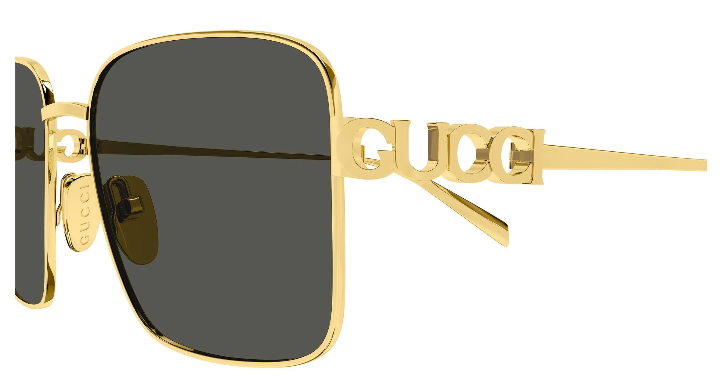 Gucci GG1937S 001 Occhiali da sole Metallo Oro Grigio Squadrata - immagine 3