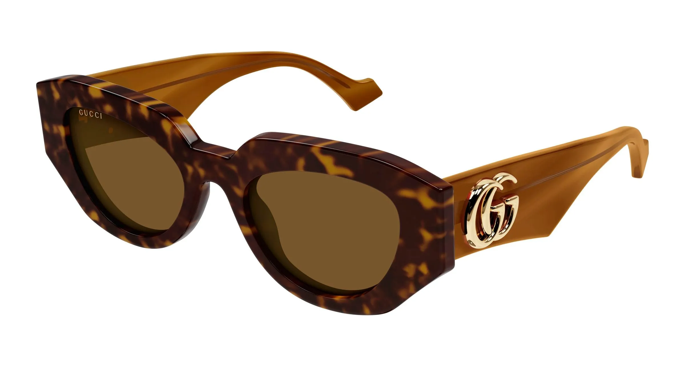 Gucci GG1421S 009 Occhiali da sole Acetato Havana Marrone Geometrica - immagine 1