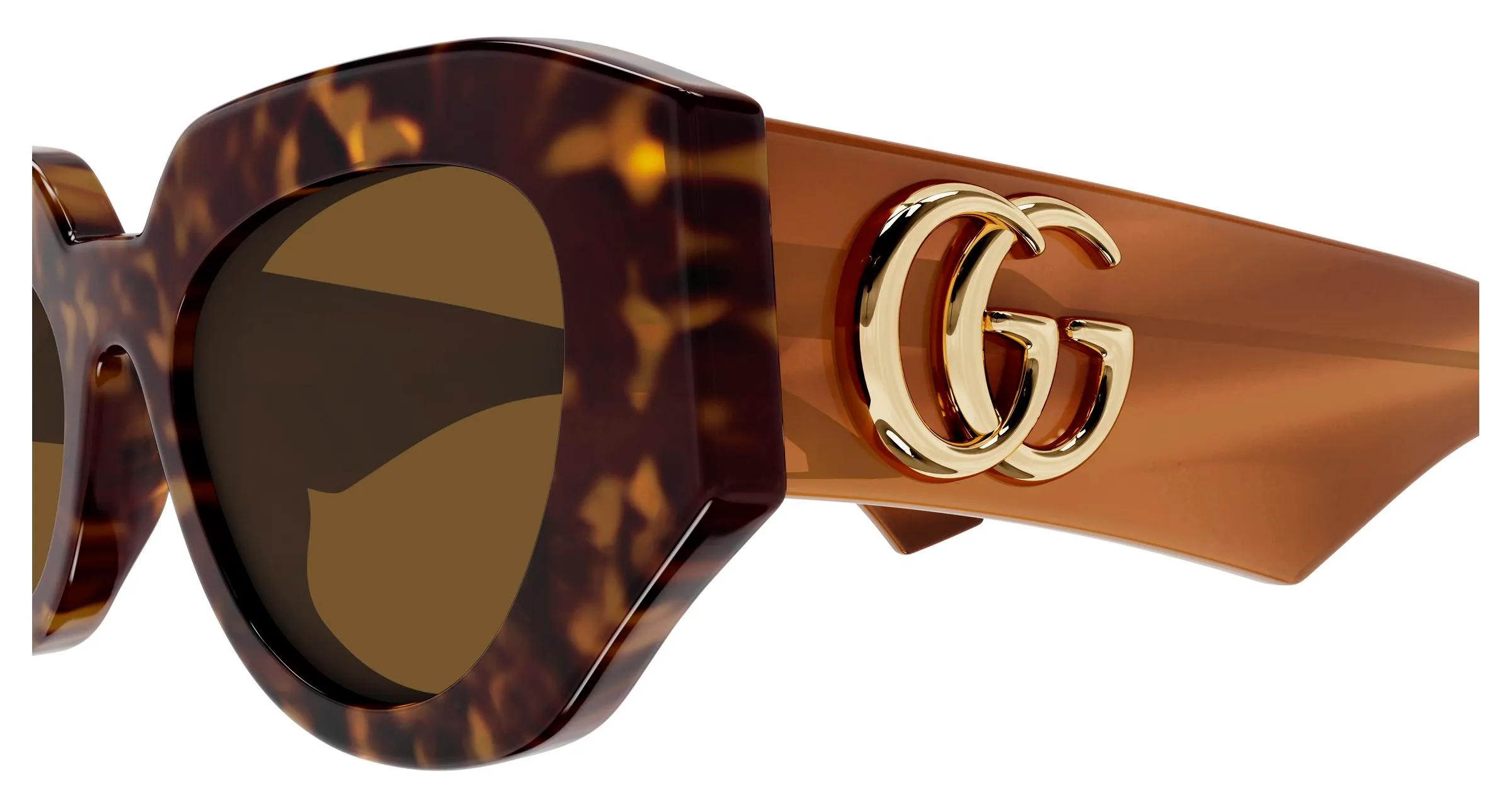 Gucci GG1421S 009 Occhiali da sole Acetato Havana Marrone Geometrica - immagine 3