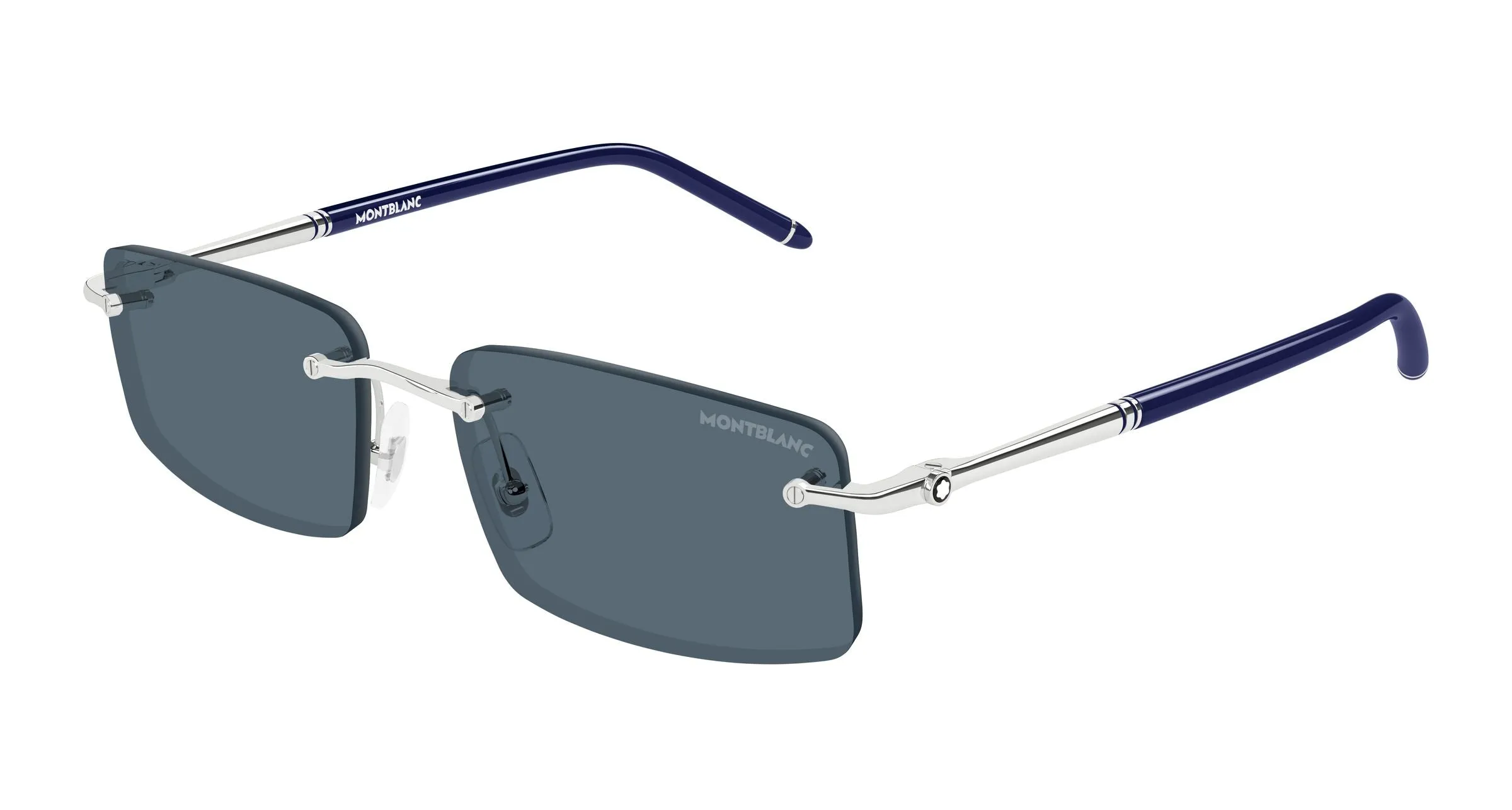 Montblanc MB0443S 003 Occhiali da sole Metallo Argento Grigio Squadrata - immagine 1