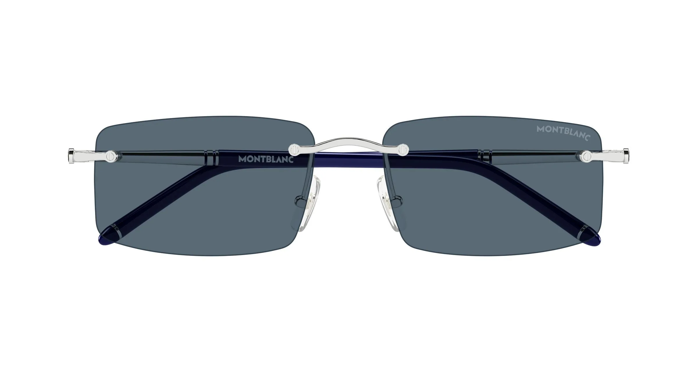 Montblanc MB0443S 003 Occhiali da sole Metallo Argento Grigio Squadrata - immagine 2