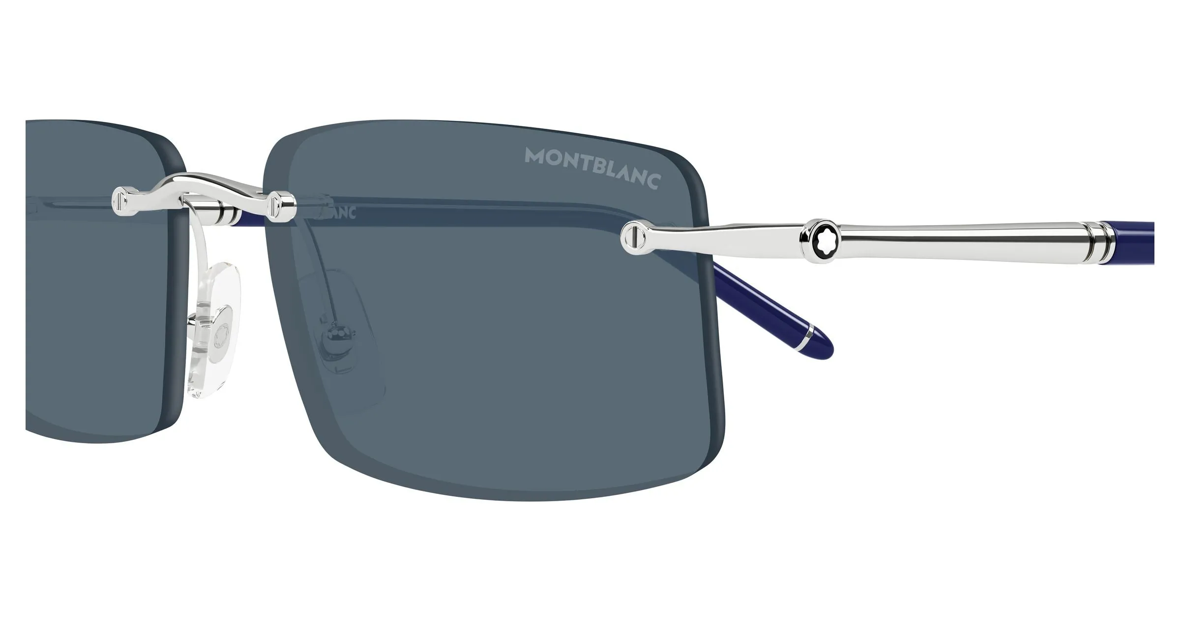 Montblanc MB0443S 003 Occhiali da sole Metallo Argento Grigio Squadrata - immagine 3