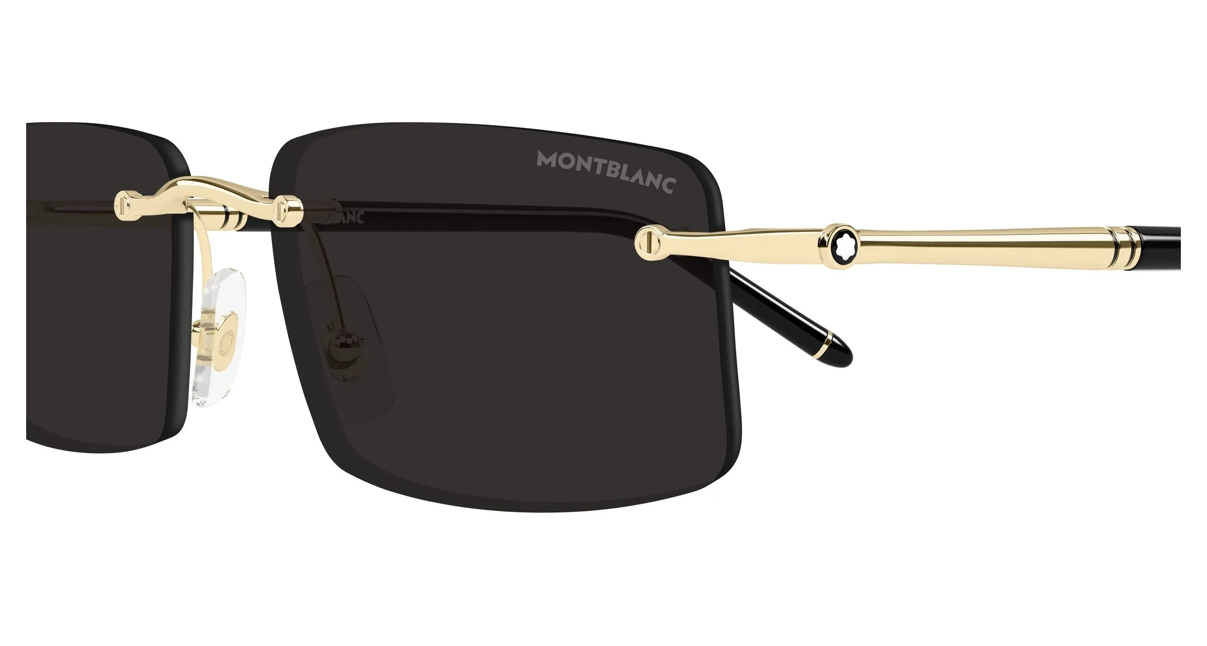 Montblanc MB0443S 001 Occhiali da sole Metallo Oro Grigio Squadrata - immagine 3