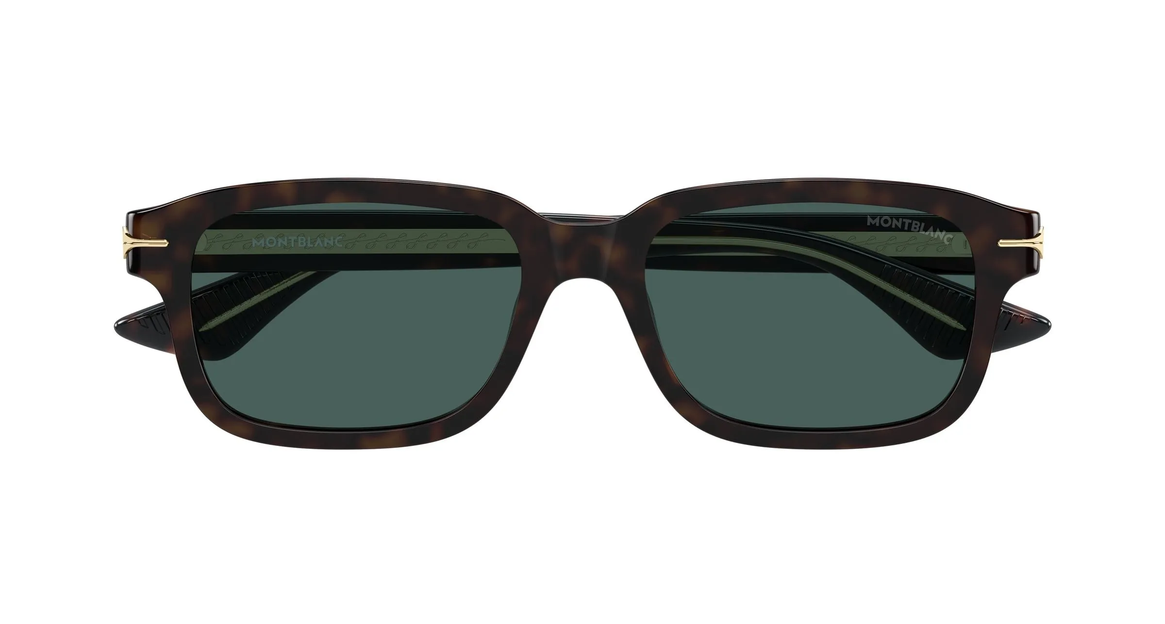 Montblanc MB0436S 002 Occhiali da sole Acetato Havana Verde Squadrata - immagine 2
