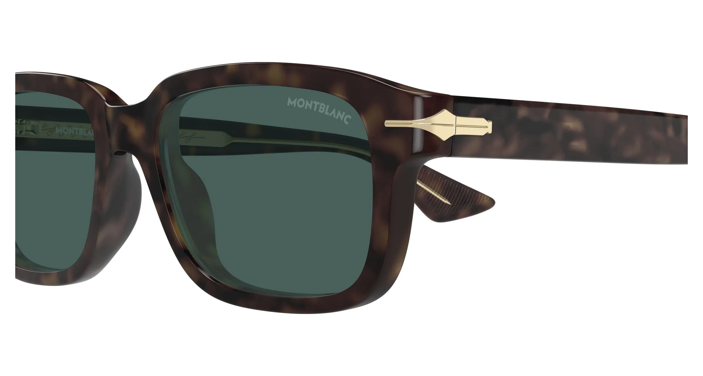 Montblanc MB0436S 002 Occhiali da sole Acetato Havana Verde Squadrata - immagine 3