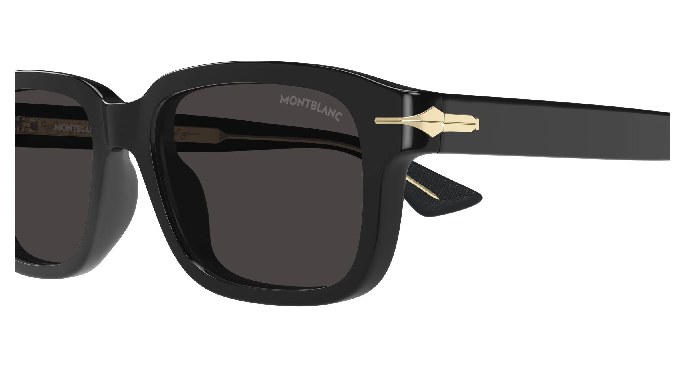 Montblanc MB0436S 001 Occhiali da sole Acetato Nero Grigio Squadrata - immagine 3