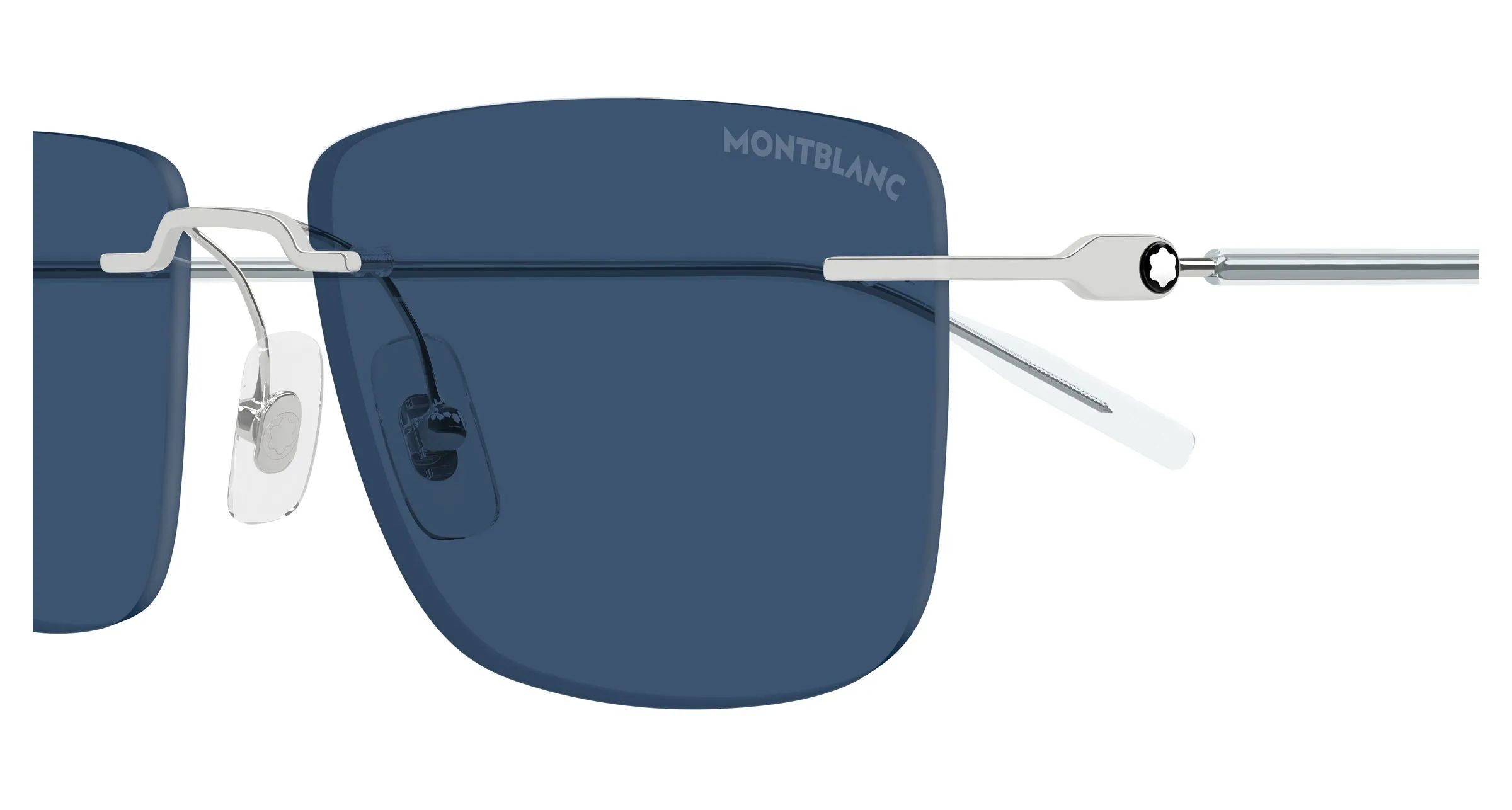 Montblanc MB0429S 004 Occhiali da sole Metallo Argento Blu Squadrata - immagine 3